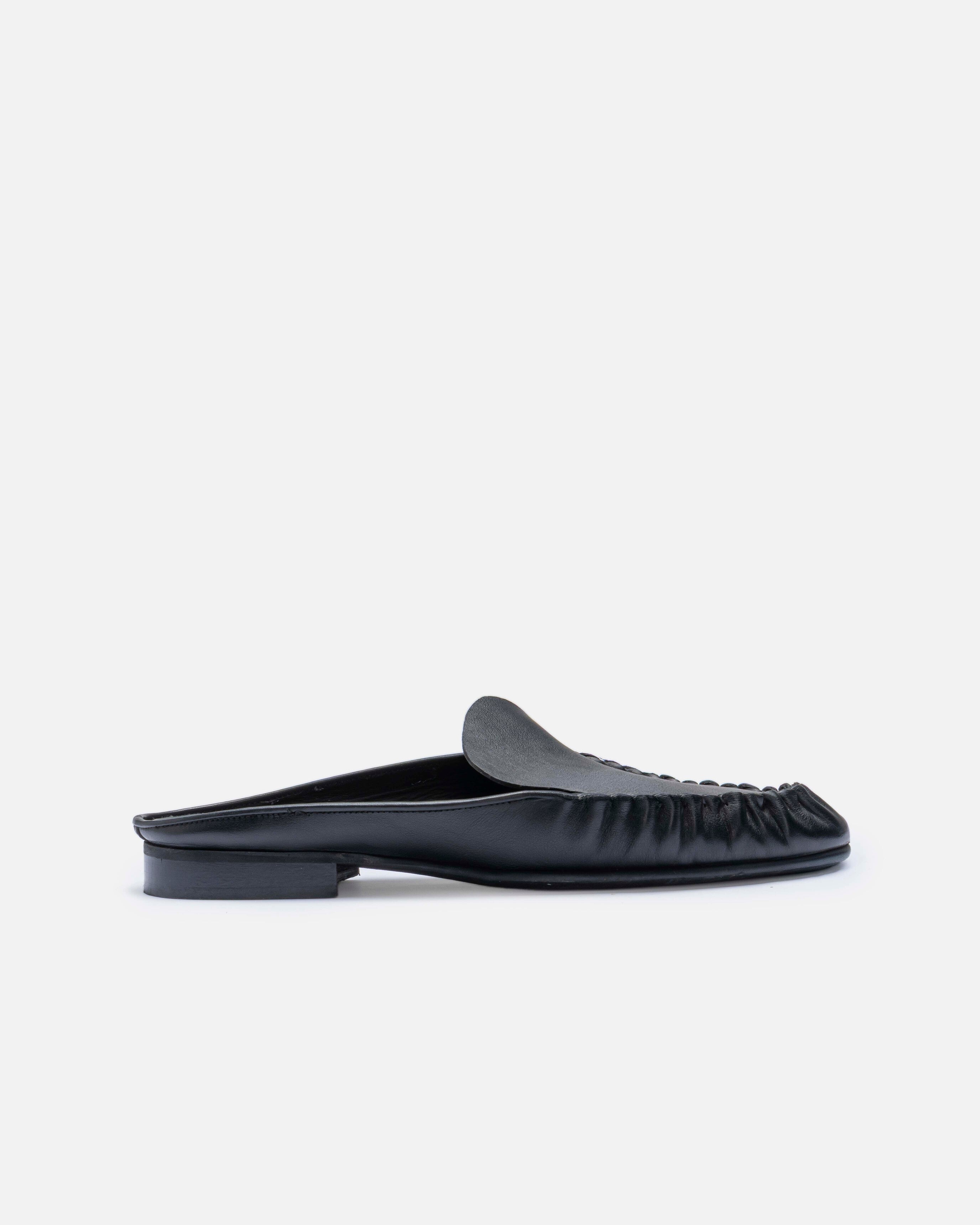 Sabot in pelle arricciata Black