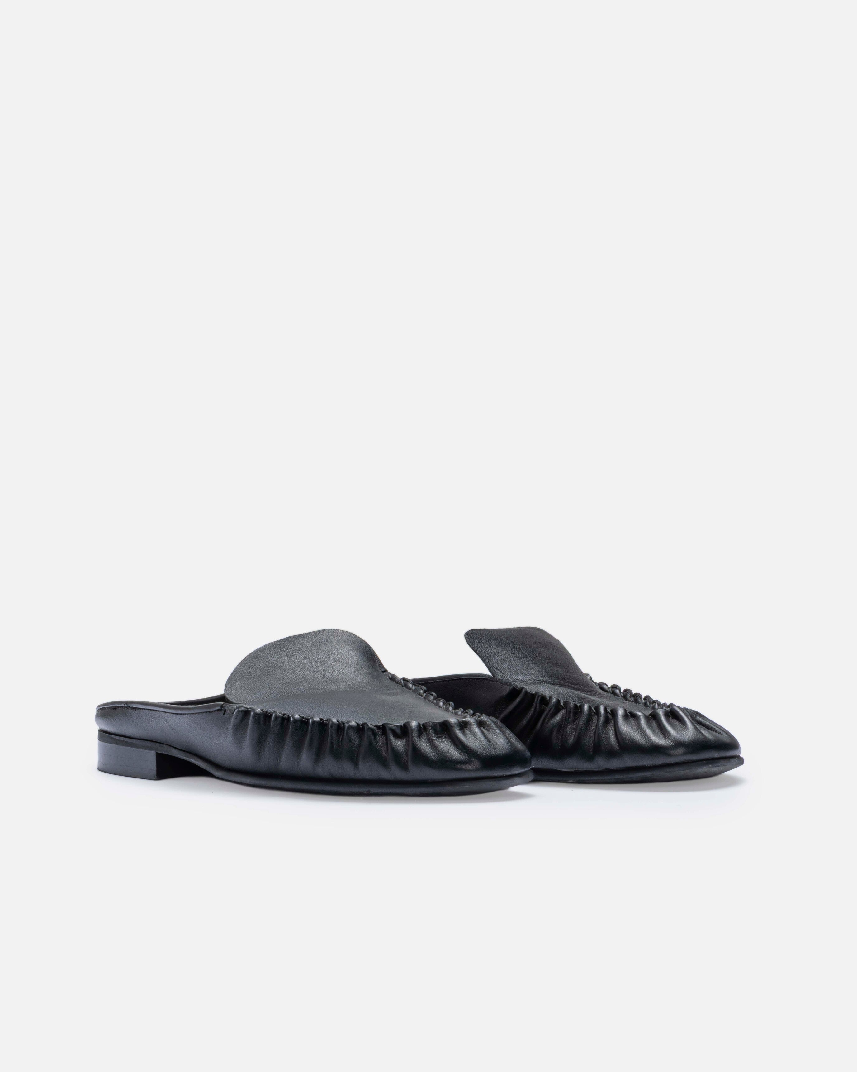 Sabot in pelle arricciata Black