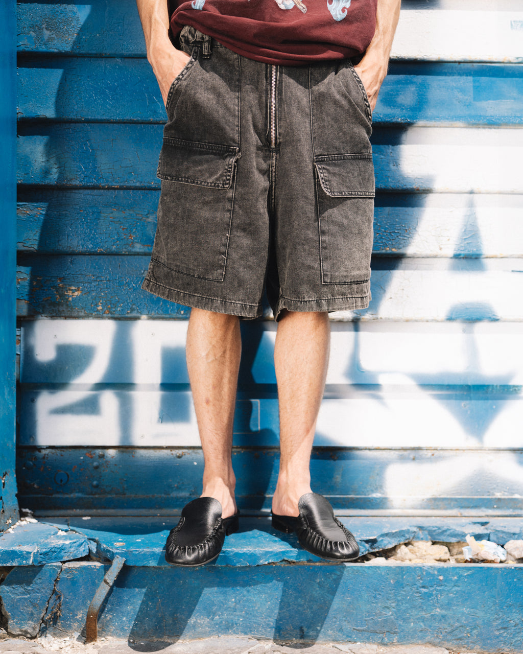 Cargo Shorts Oversize Zip Grey