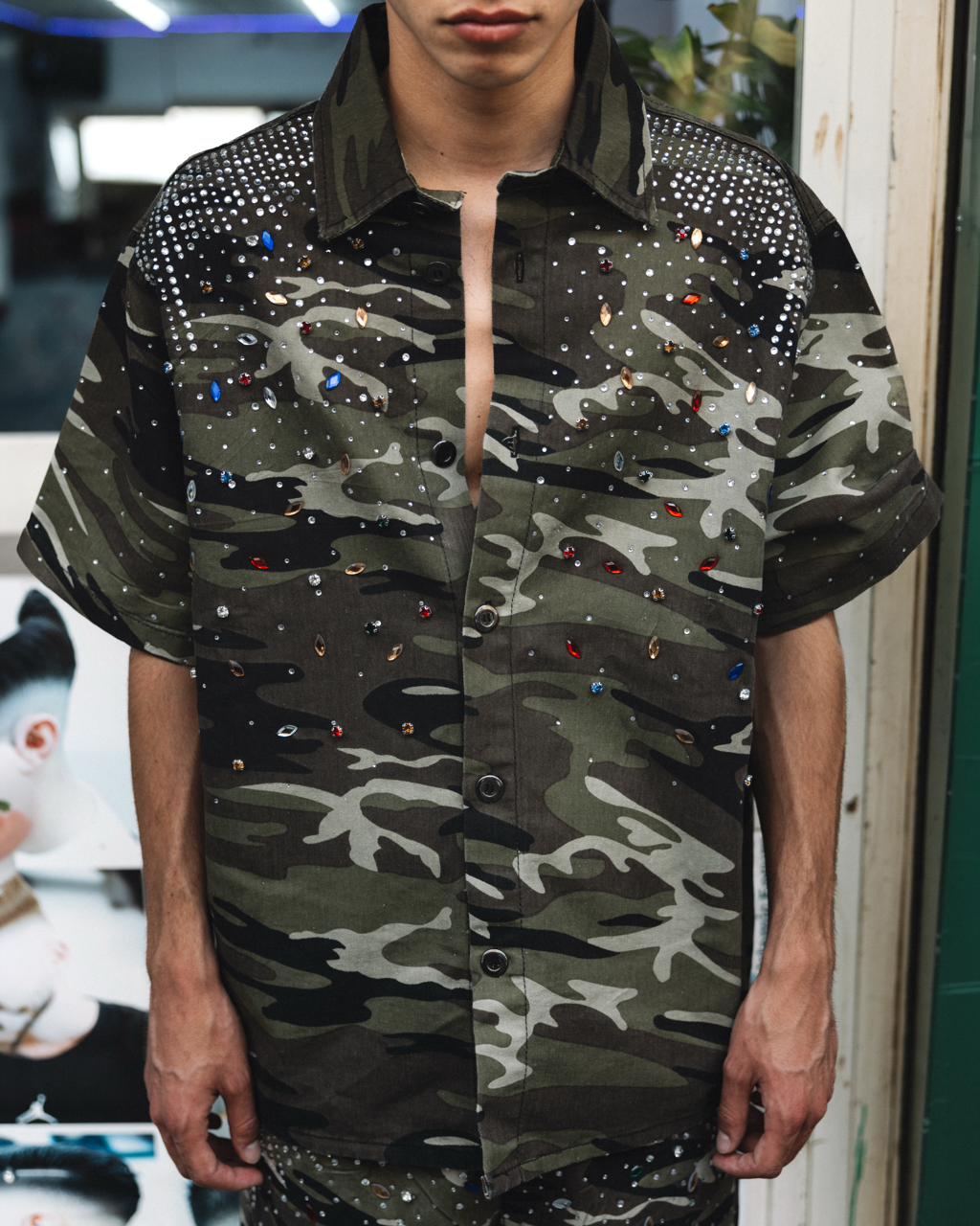 Camicia Oversize Camouflage Crystal