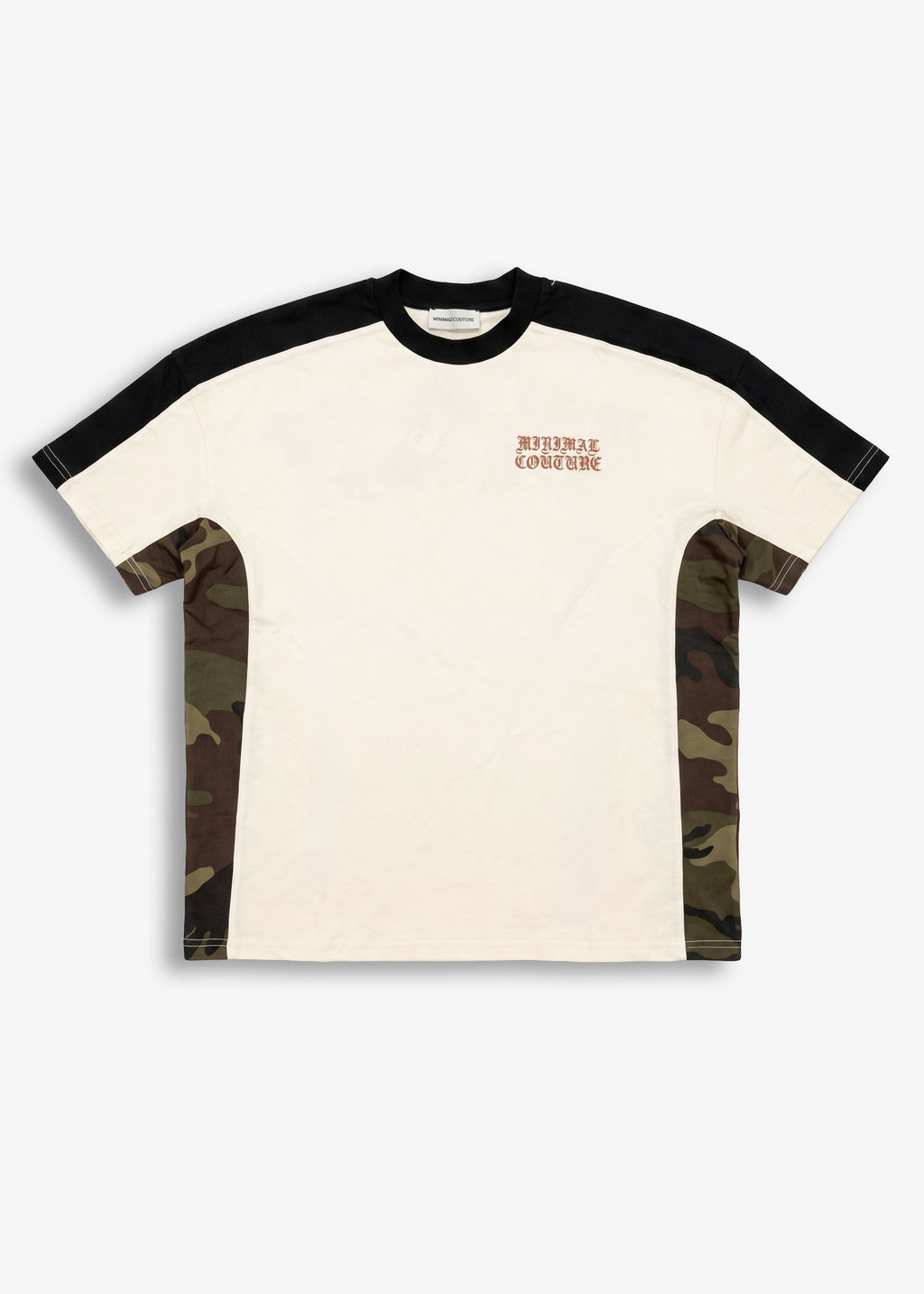 T-shirt con inserti camo e stampa gotica White