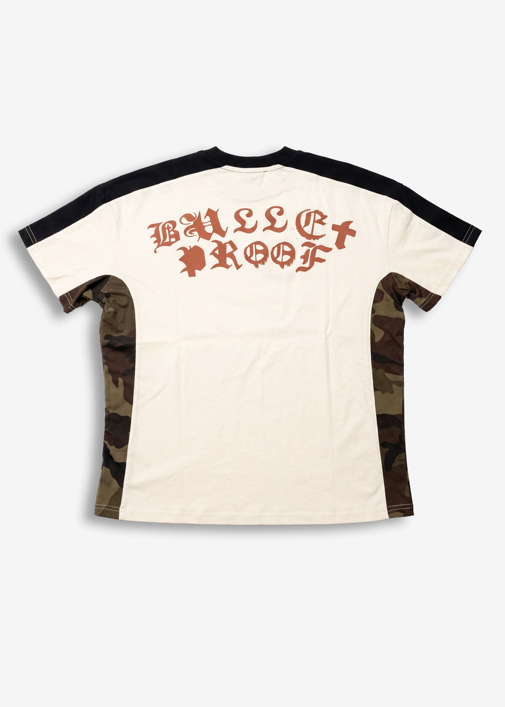 T-shirt con inserti camo e stampa gotica White