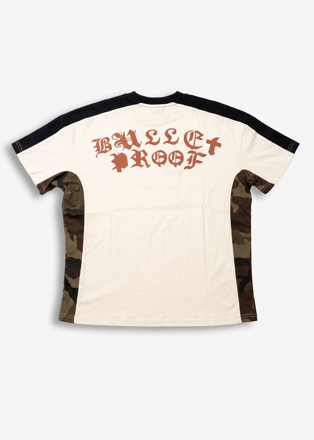T-shirt con inserti camo e stampa gotica White