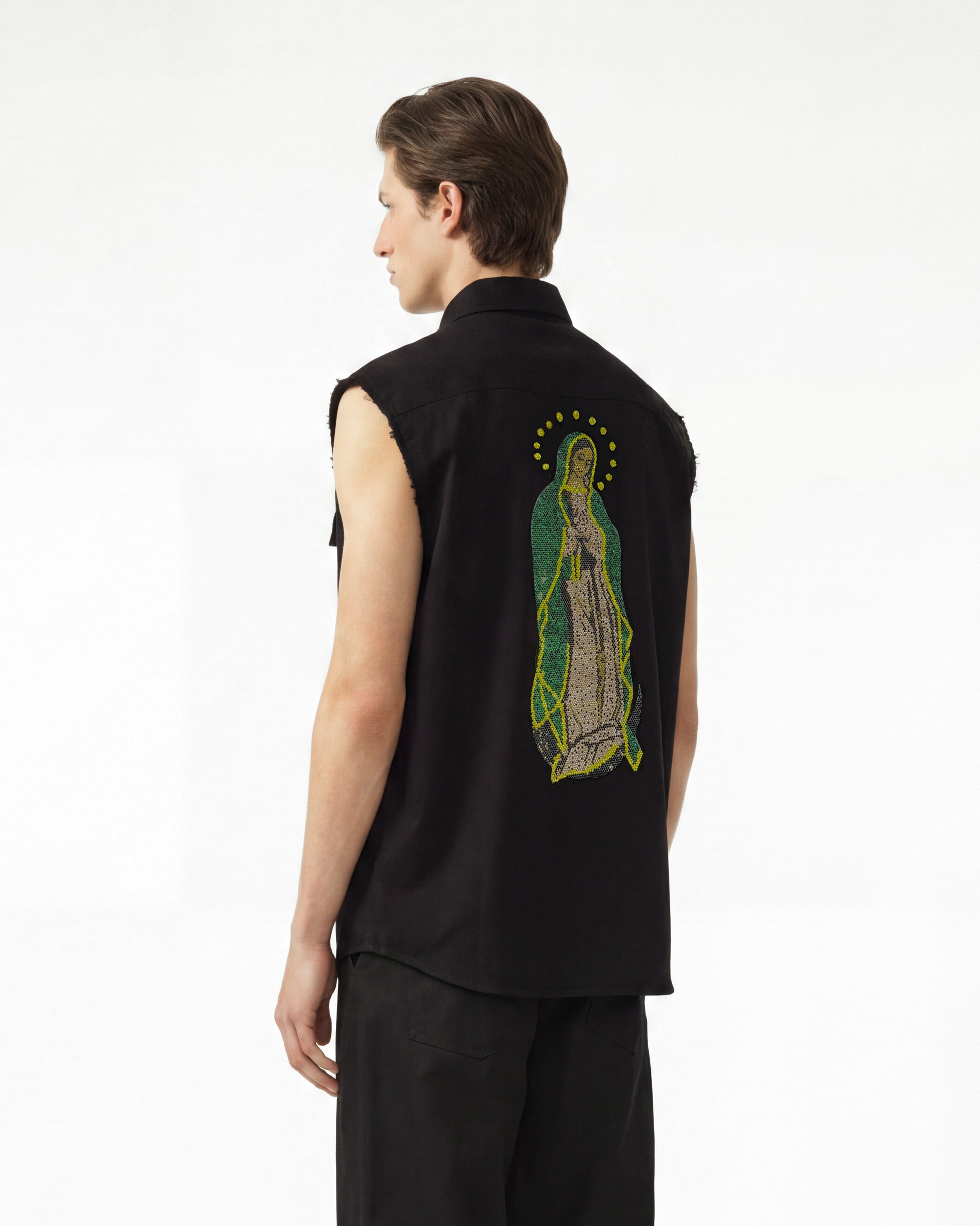 Camicia smanicata “Santa Madre” – Black