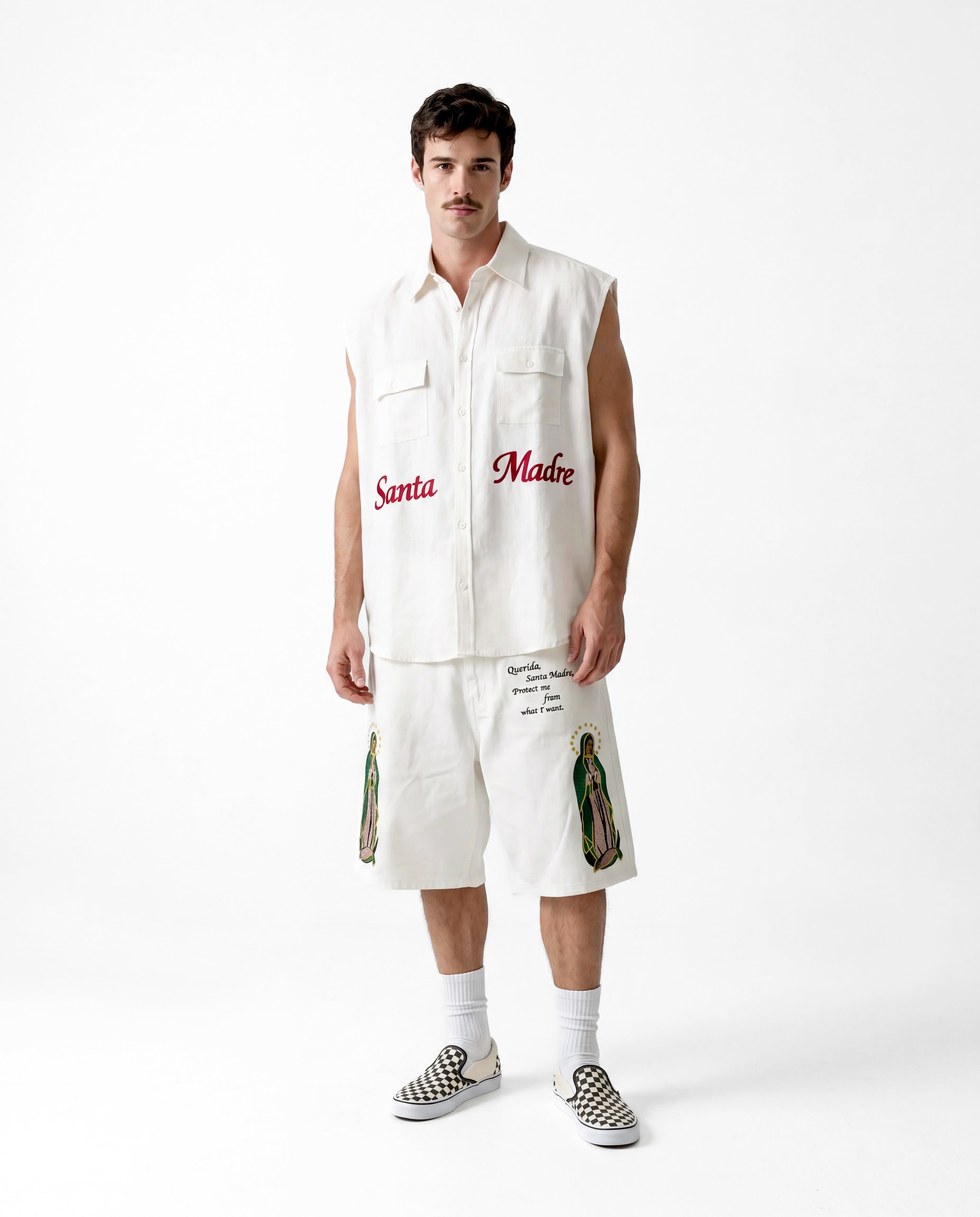 Camicia smanicata “Santa Madre” – White