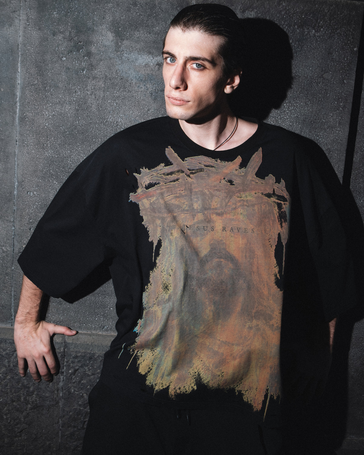 T-shirt stampa fronte/retro Jesus Black