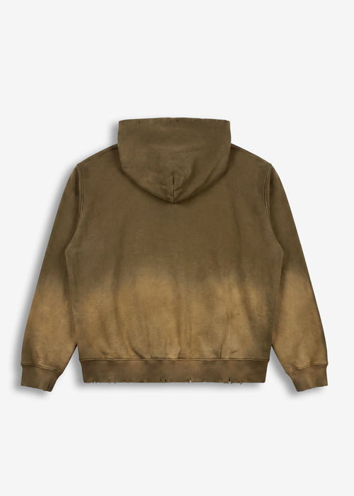 Distressed Washed Hoodie Brown