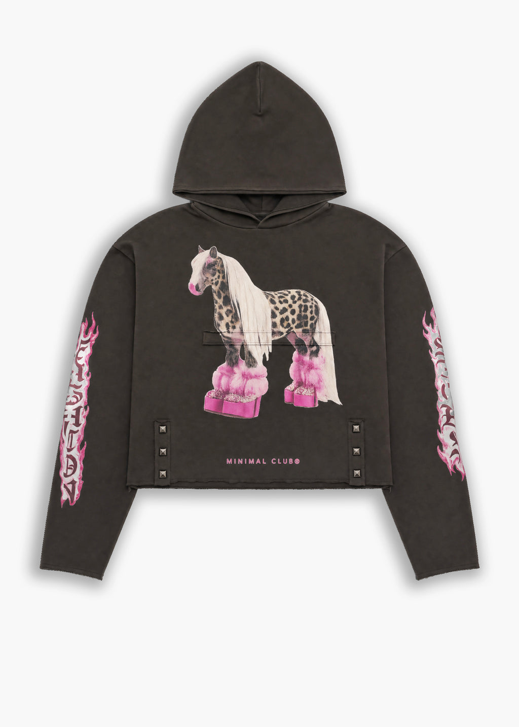 Felpa crop stampata Pony fashion