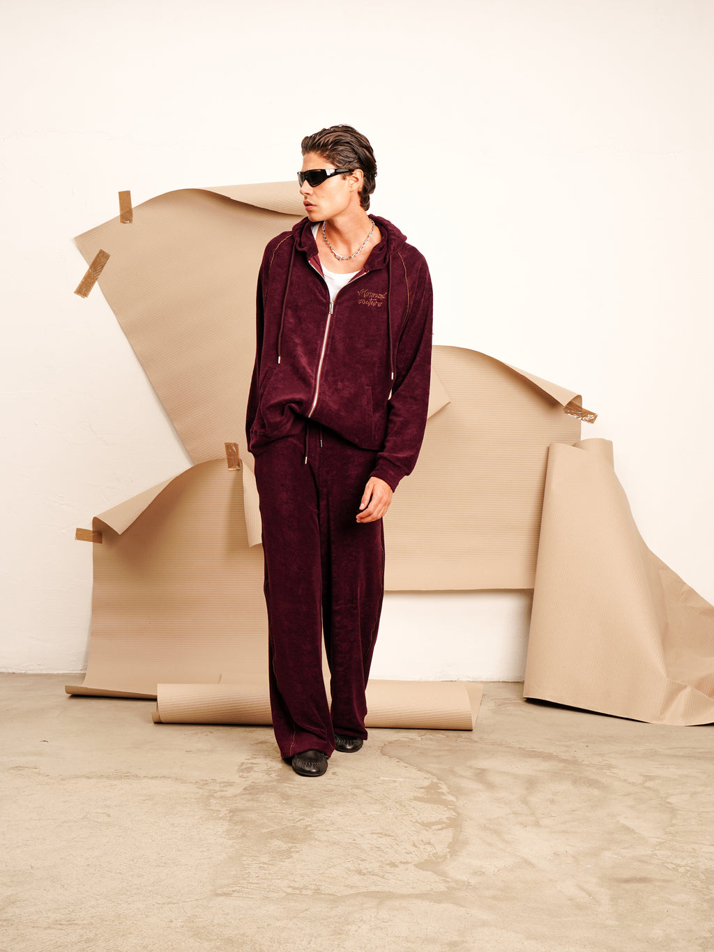Tuta Velour con ricami Bordeaux
