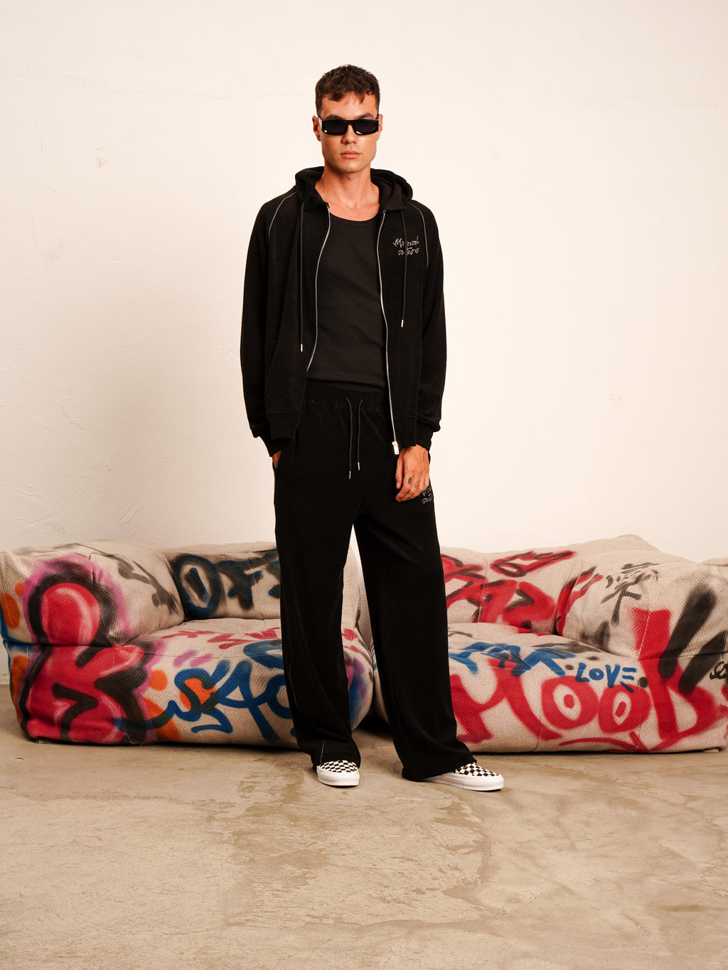 Tuta Velour con ricami Black