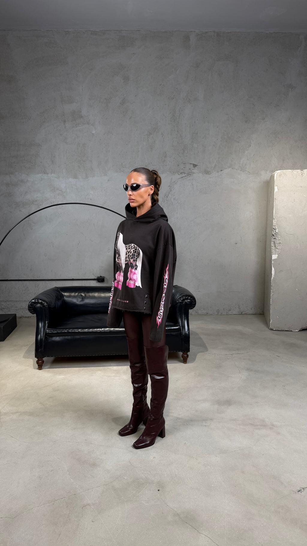 Felpa crop stampata Pony fashion