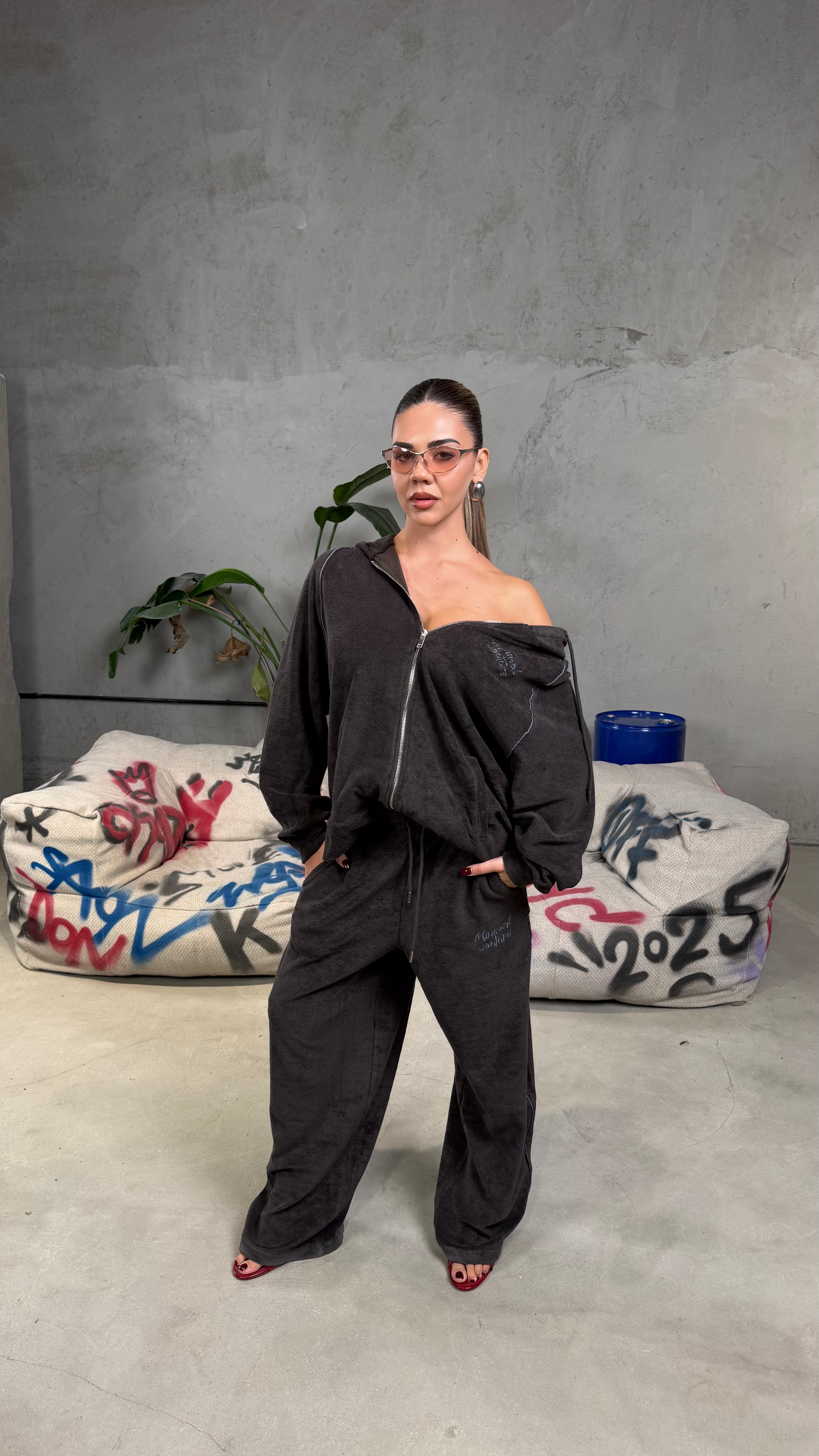 Tuta Velour con ricami Brown