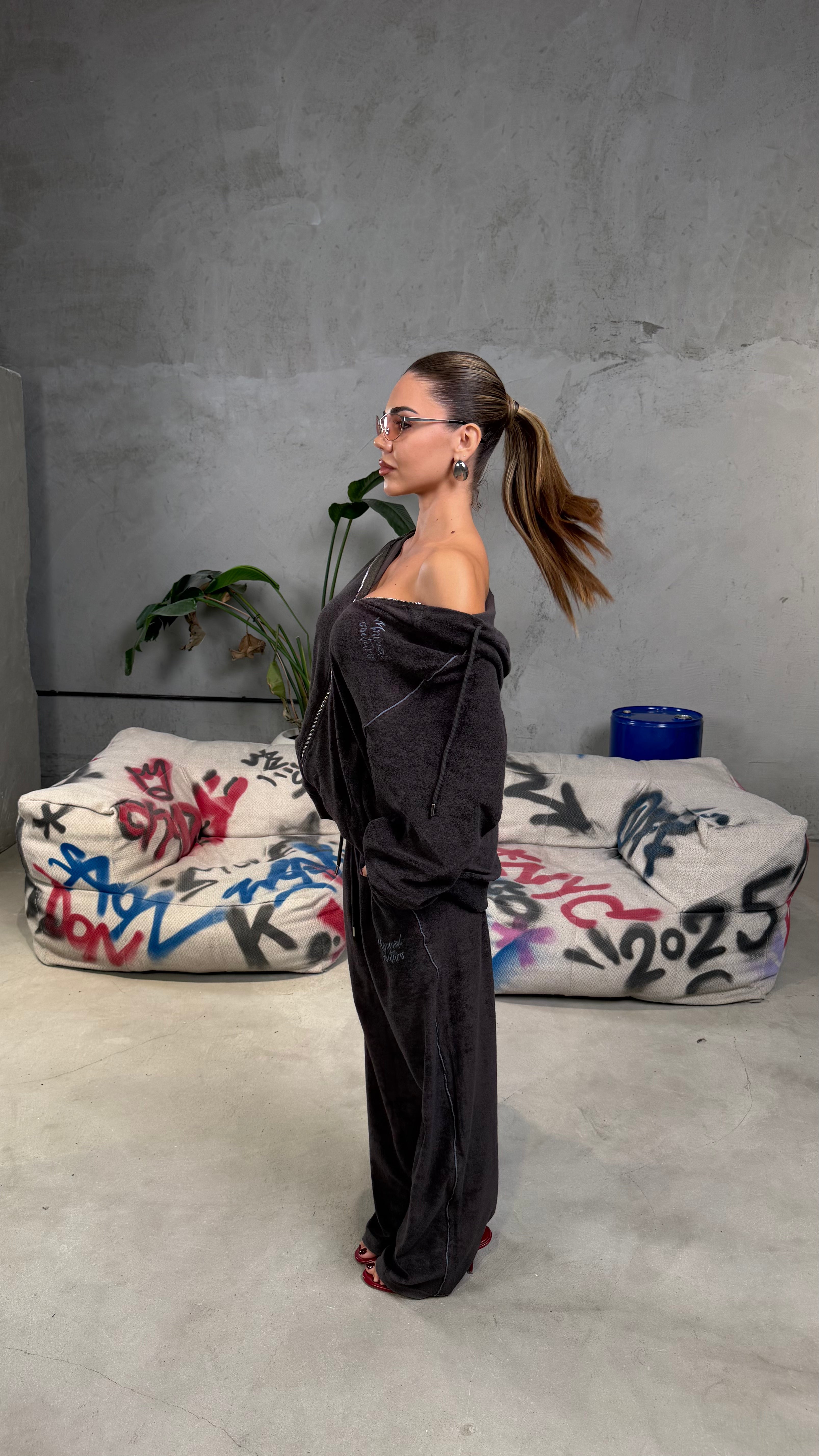 Tuta Velour con ricami Brown