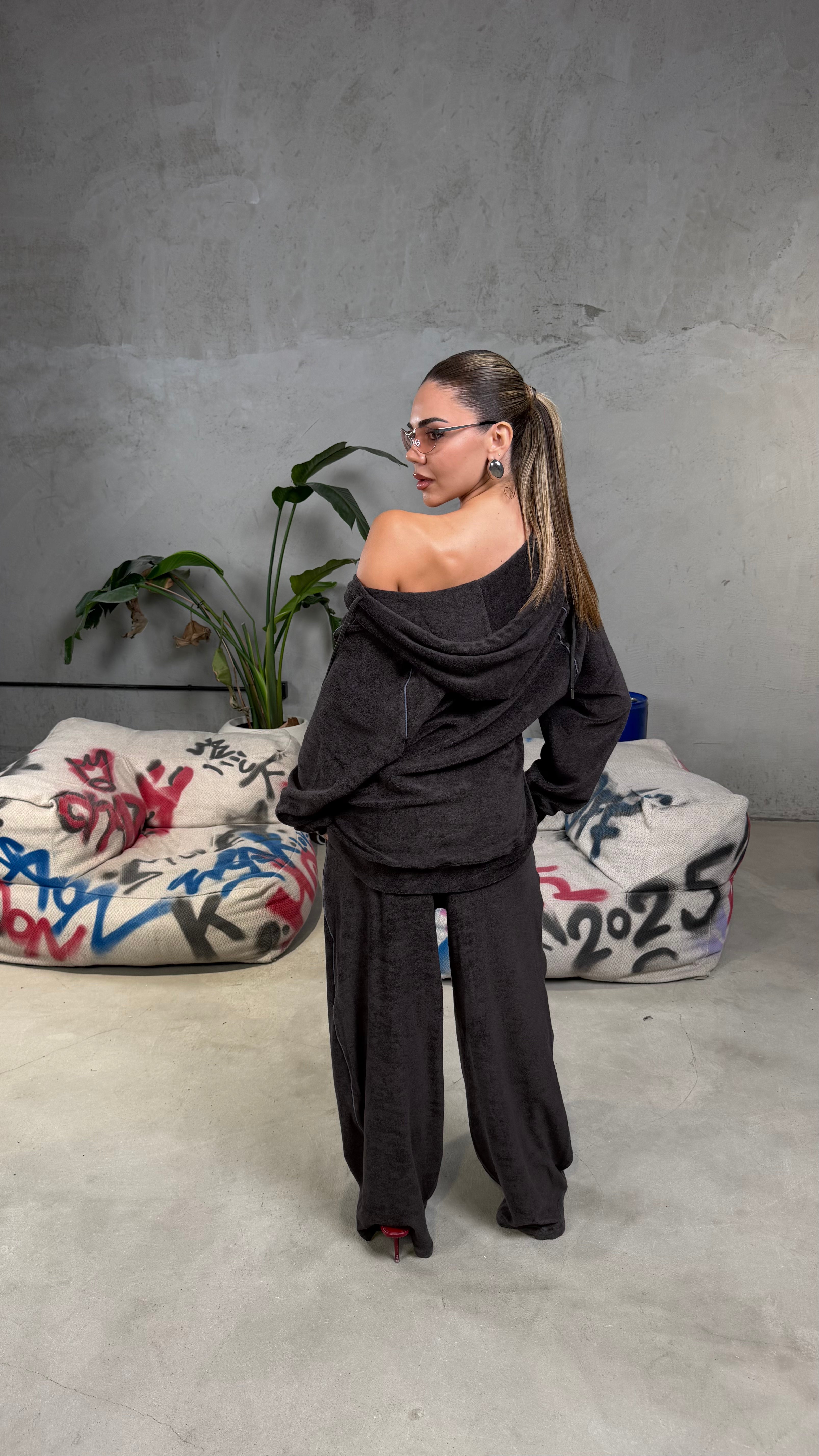 Tuta Velour con ricami Brown