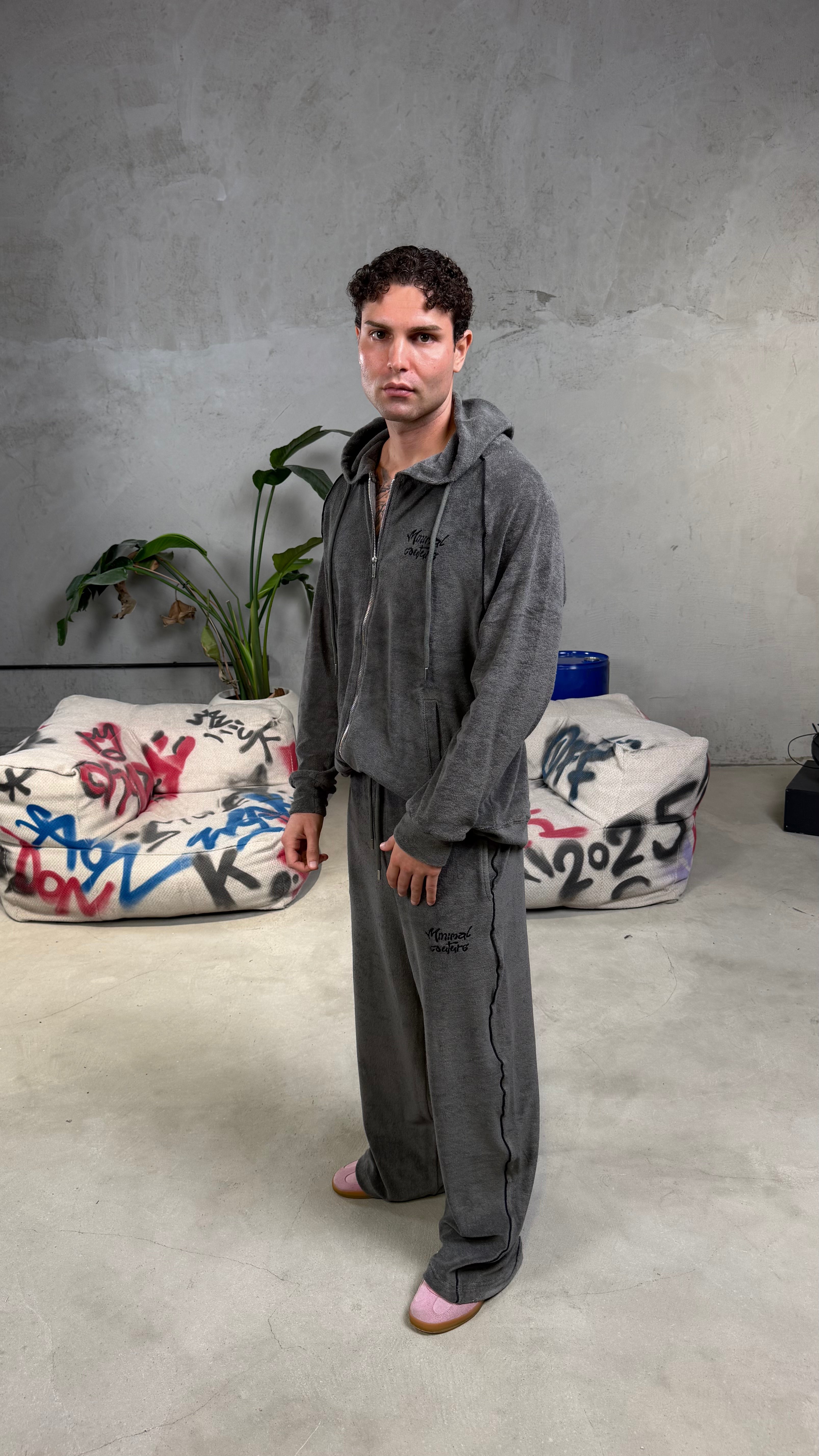 Tuta Velour con ricami Grey