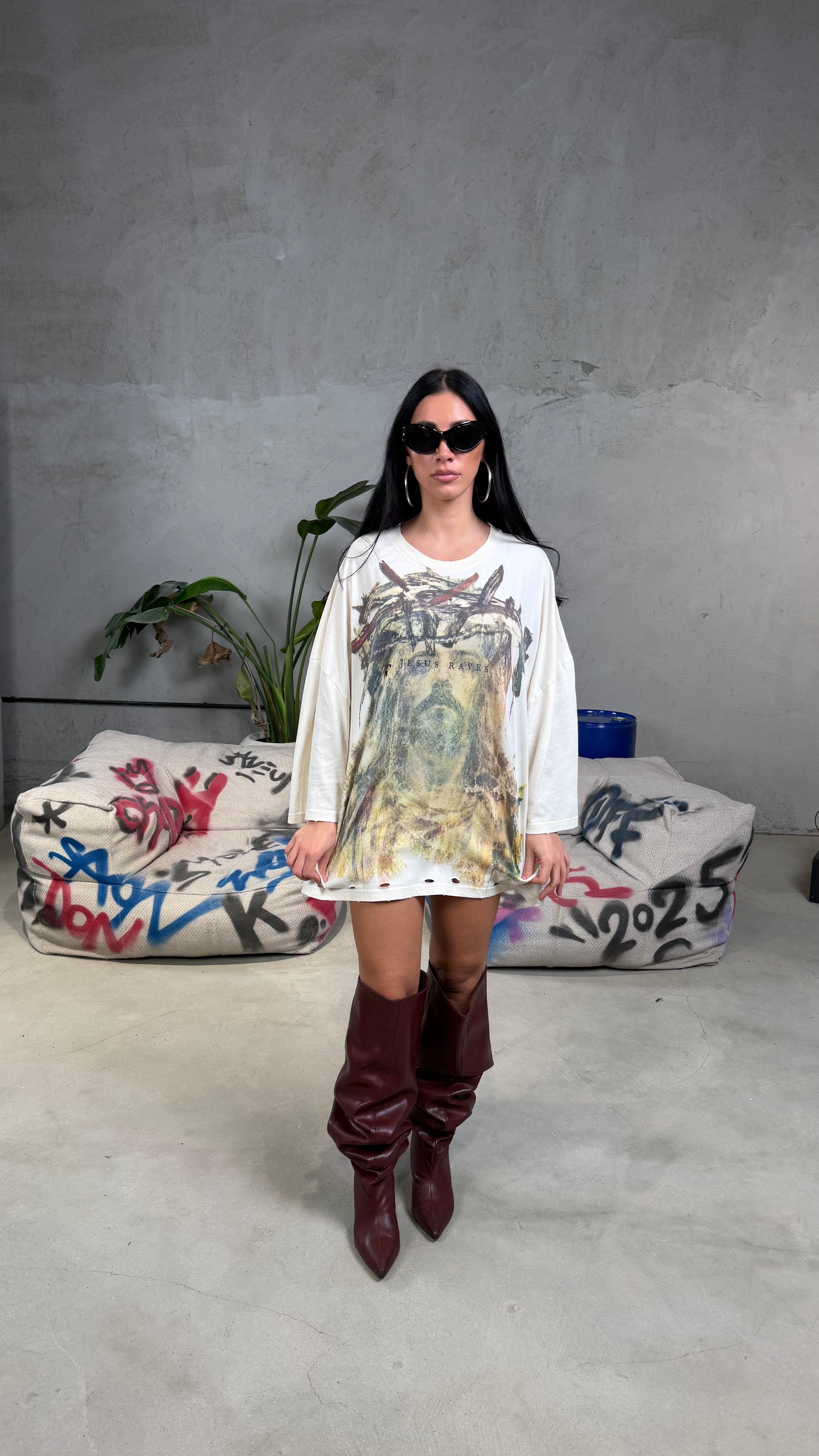 T-shirt stampa fronte/retro Jesus Cream