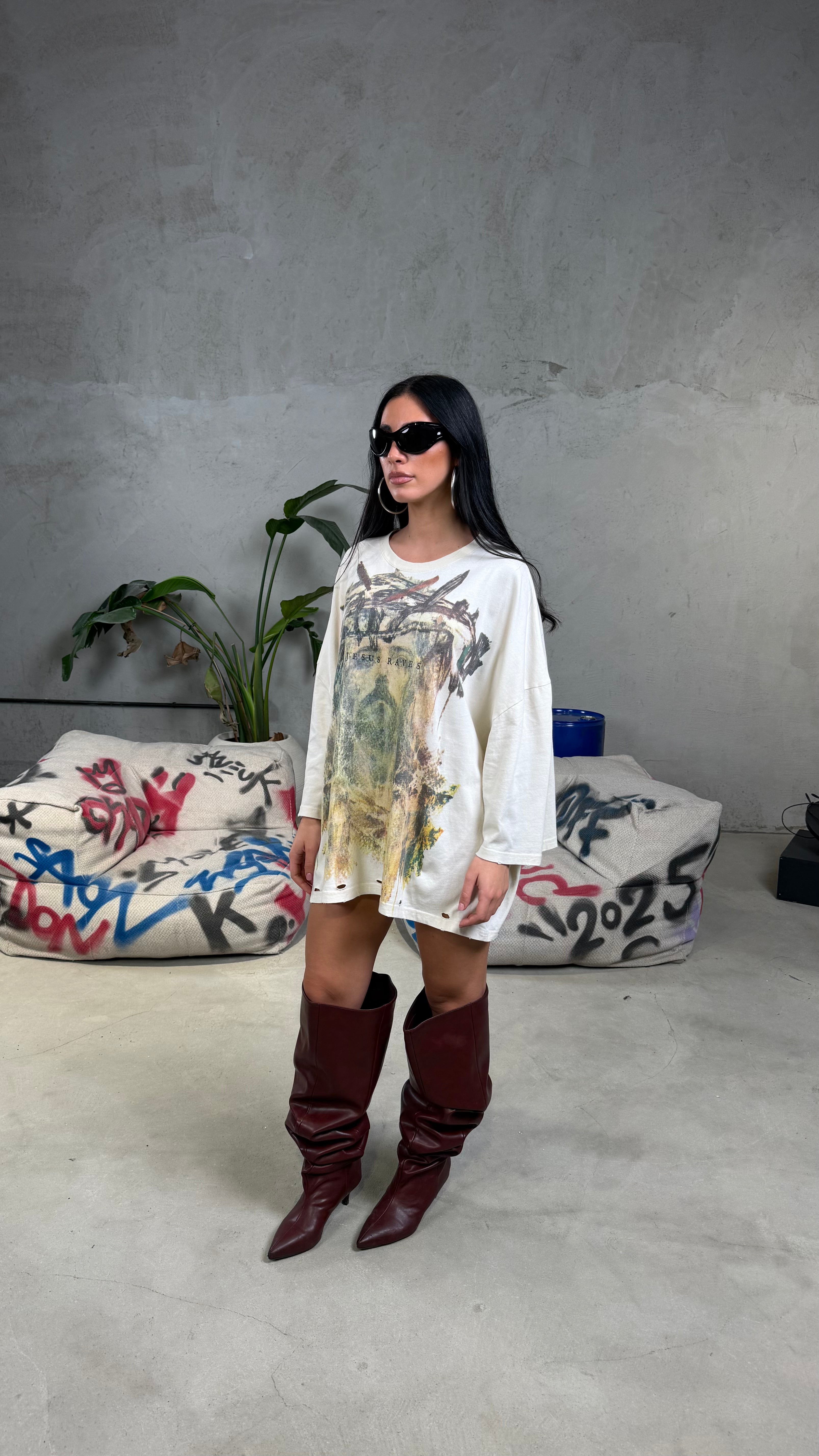 T-shirt stampa fronte/retro Jesus Cream