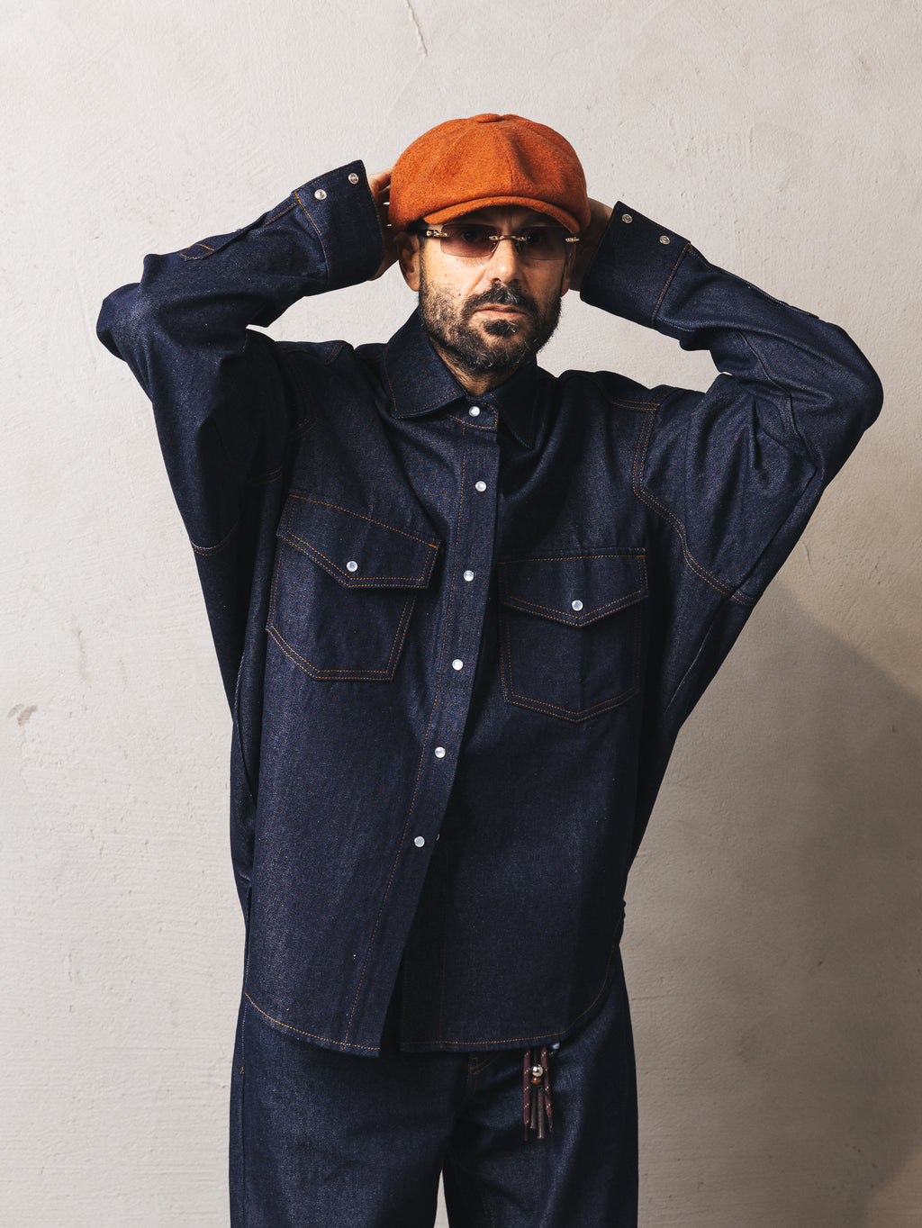 Maxishirt in denim Blue