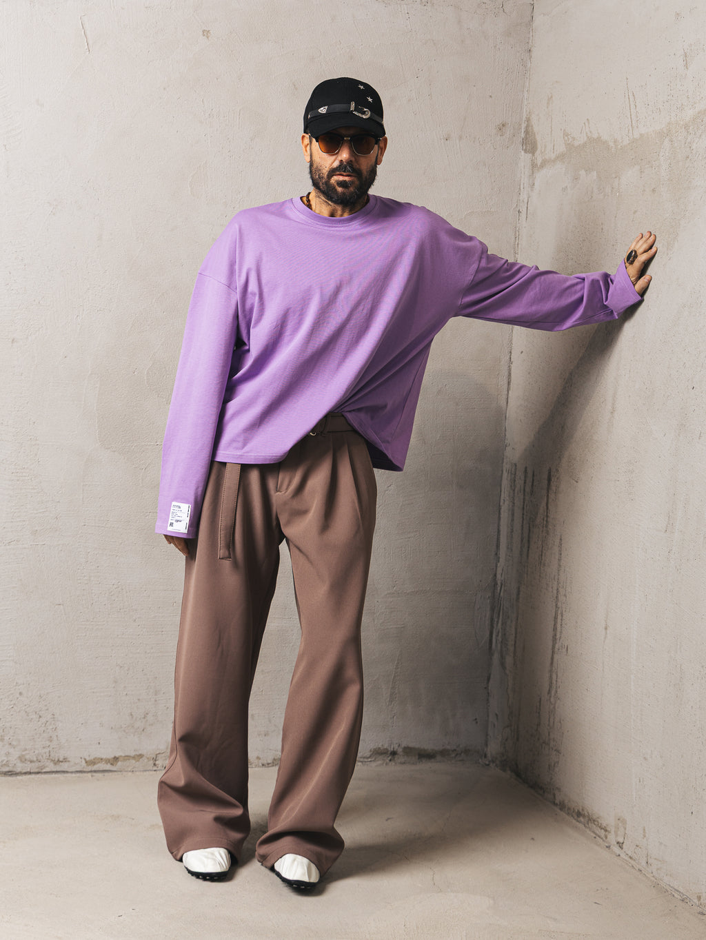 Pantalone classico sartoriale con cinturino Beige