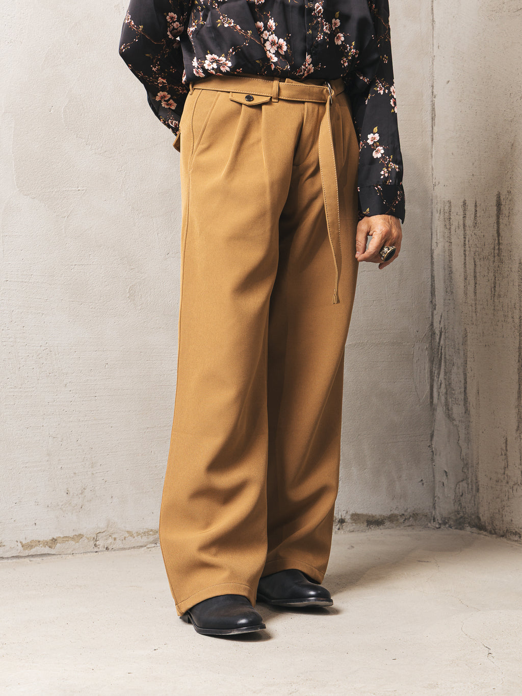 Pantalone classico sartoriale con cinturino Black