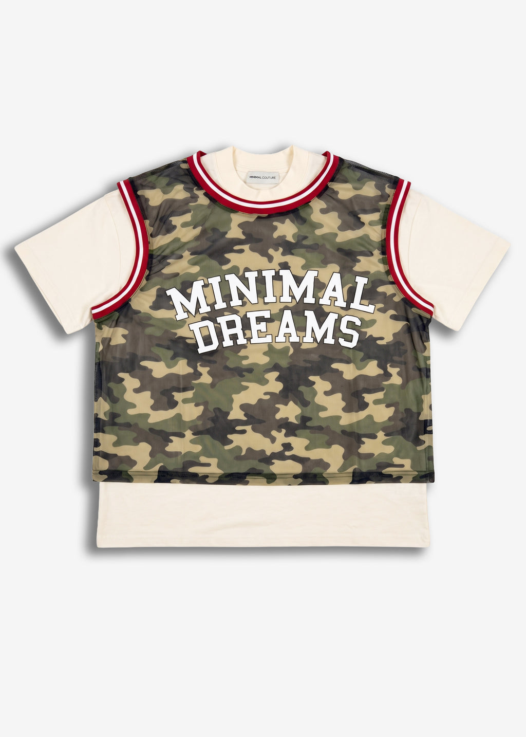 T-shirt con canotta camo e stampa Dream White