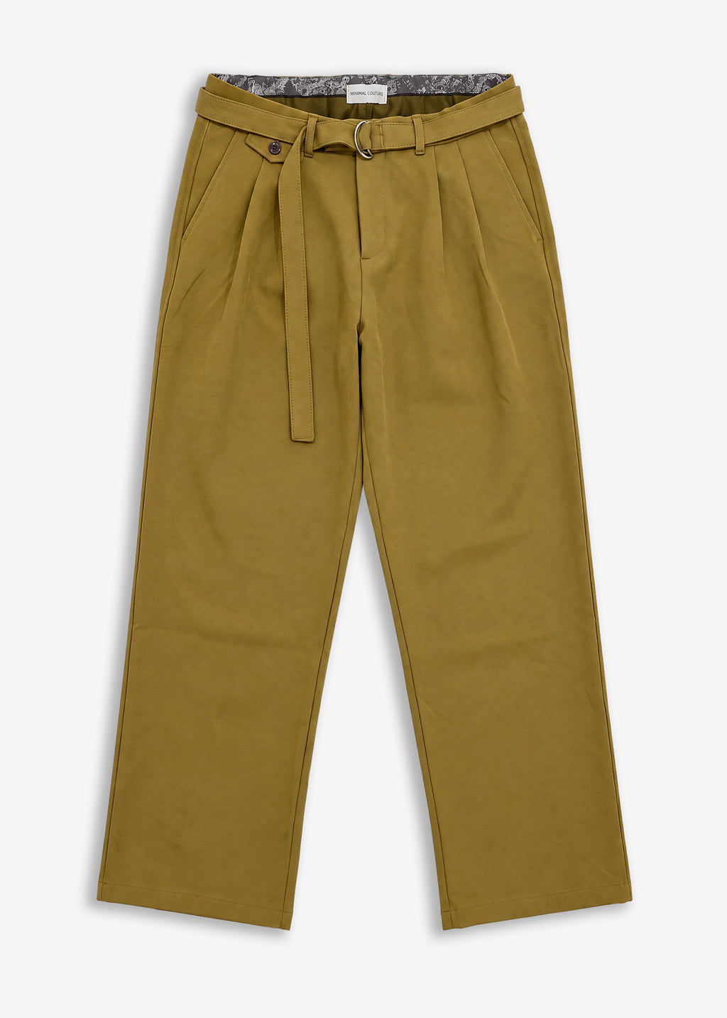 Pantalone classico sartoriale con cinturino Senape