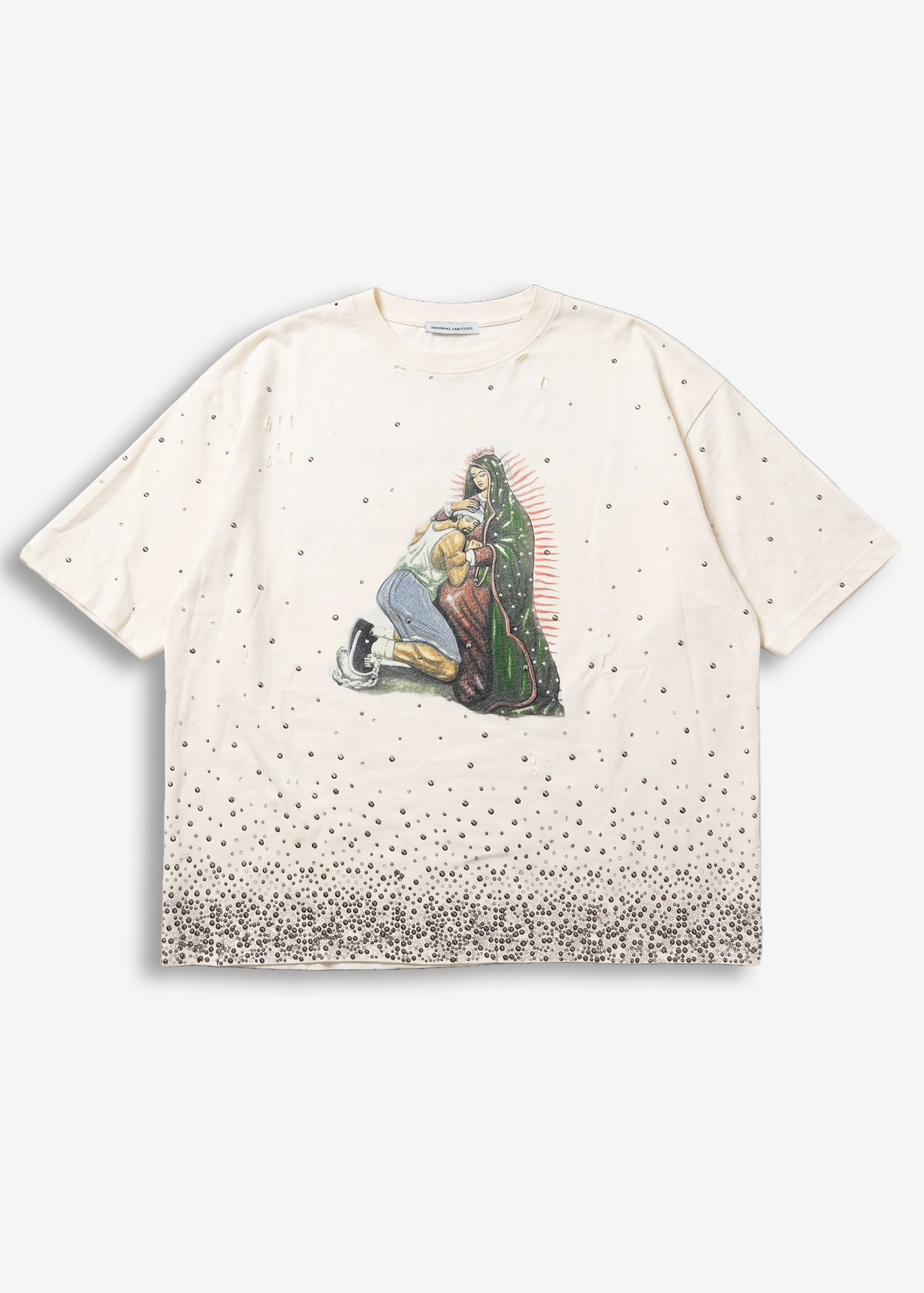 T-shirt LIMITED EDITION con stampa e strass Cream