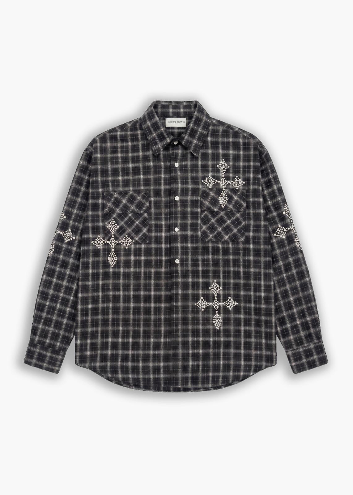Camicia Fantasia Quadri e borchie Black