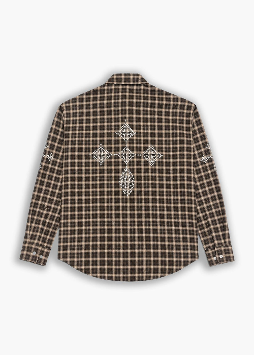 Camicia Fantasia Quadri e borchie Brown