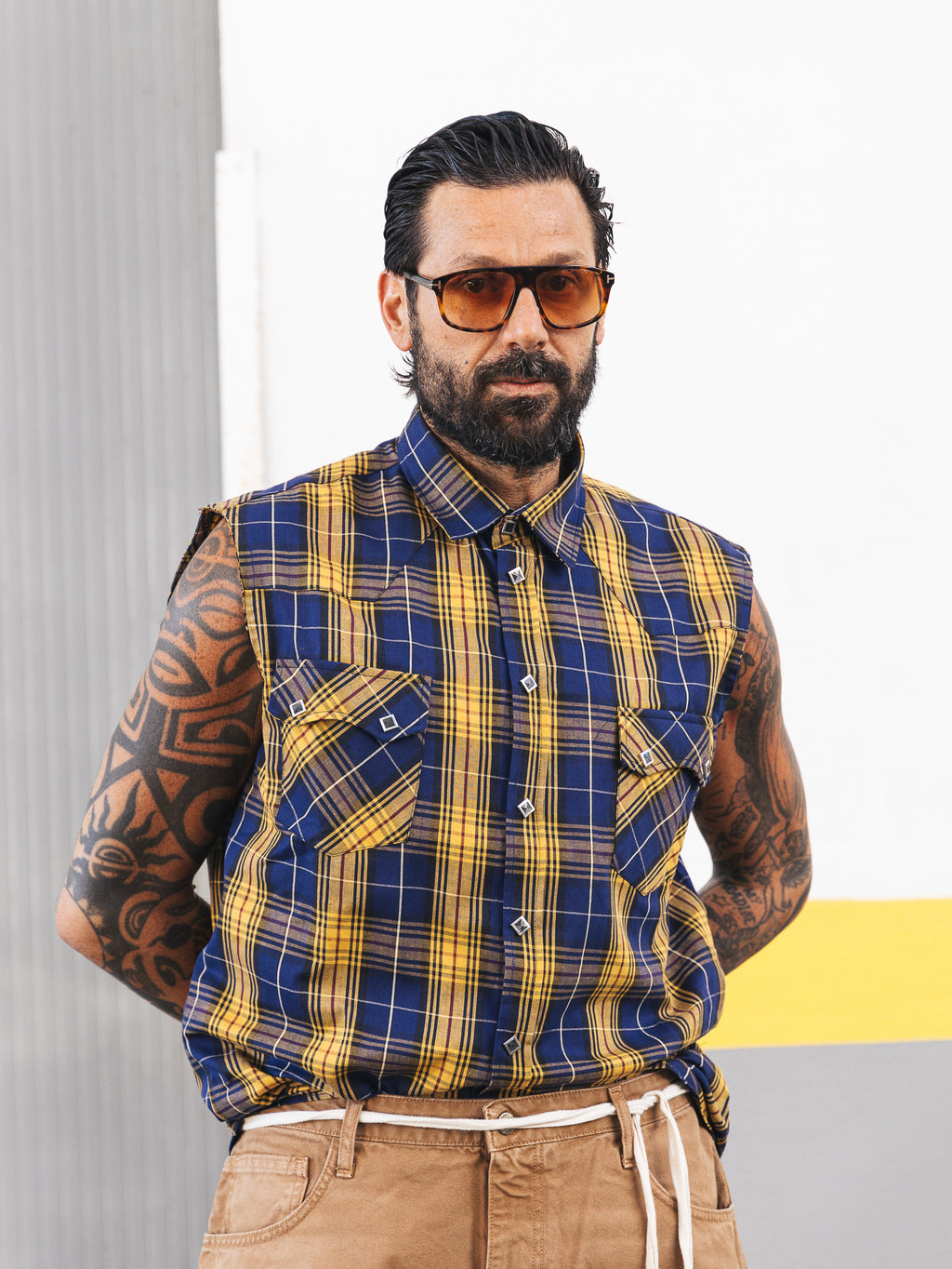 Camicia Smanicata country Yellow