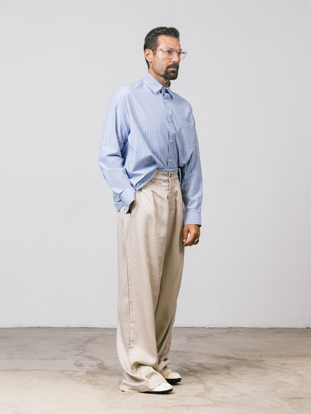 Camicia rigata con laccio regolabile Light Blue