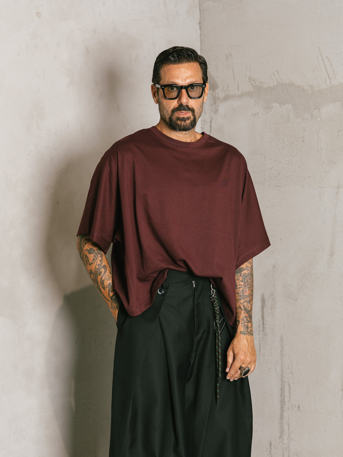 T-shirt crop over Bordeaux