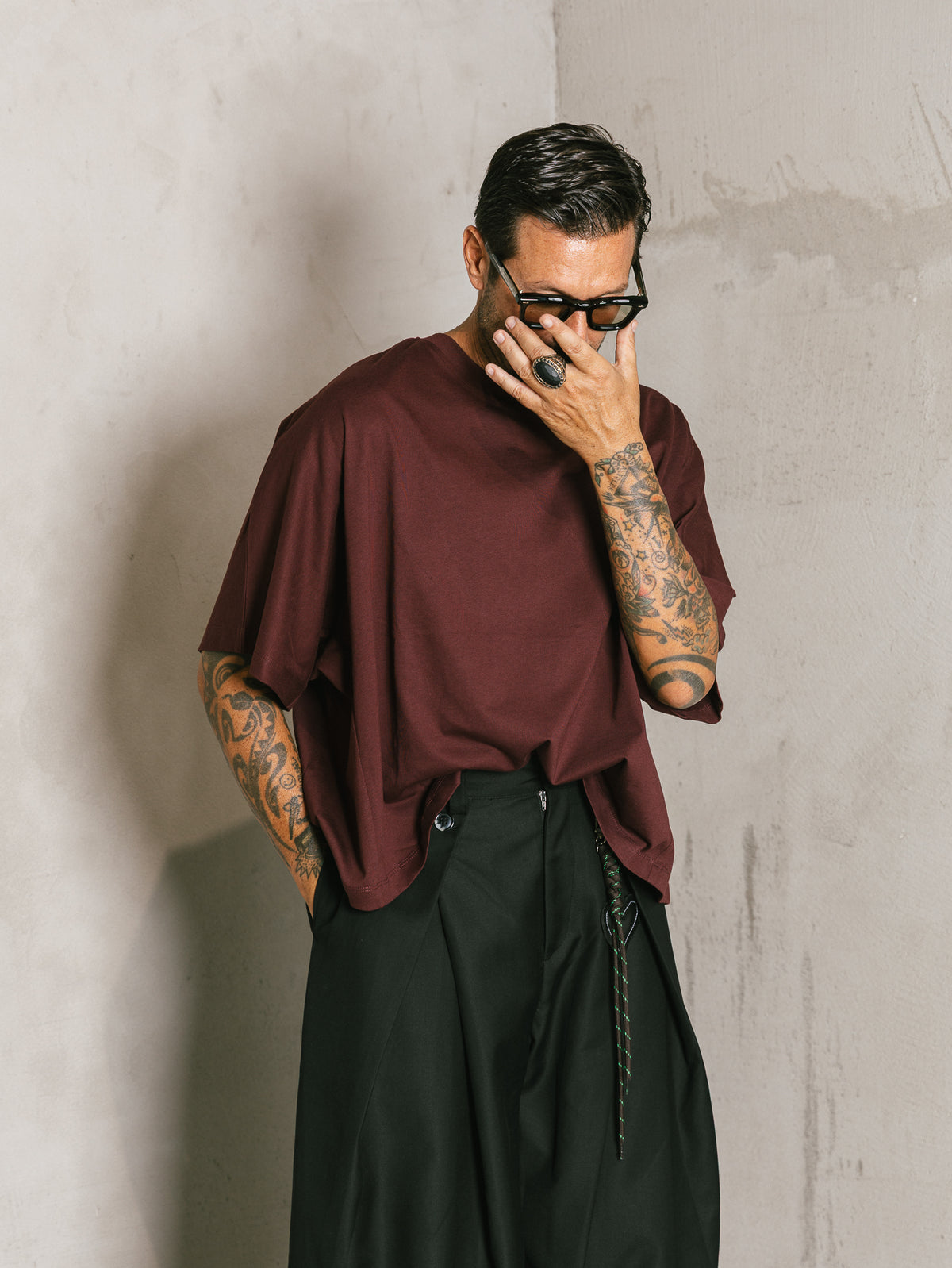 T-shirt crop over Bordeaux