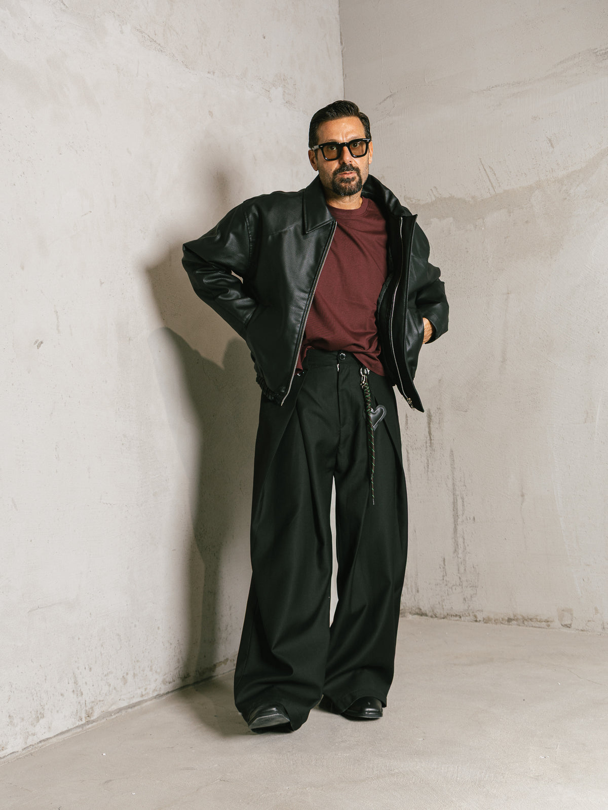 Bomber ecopelle martellata Black
