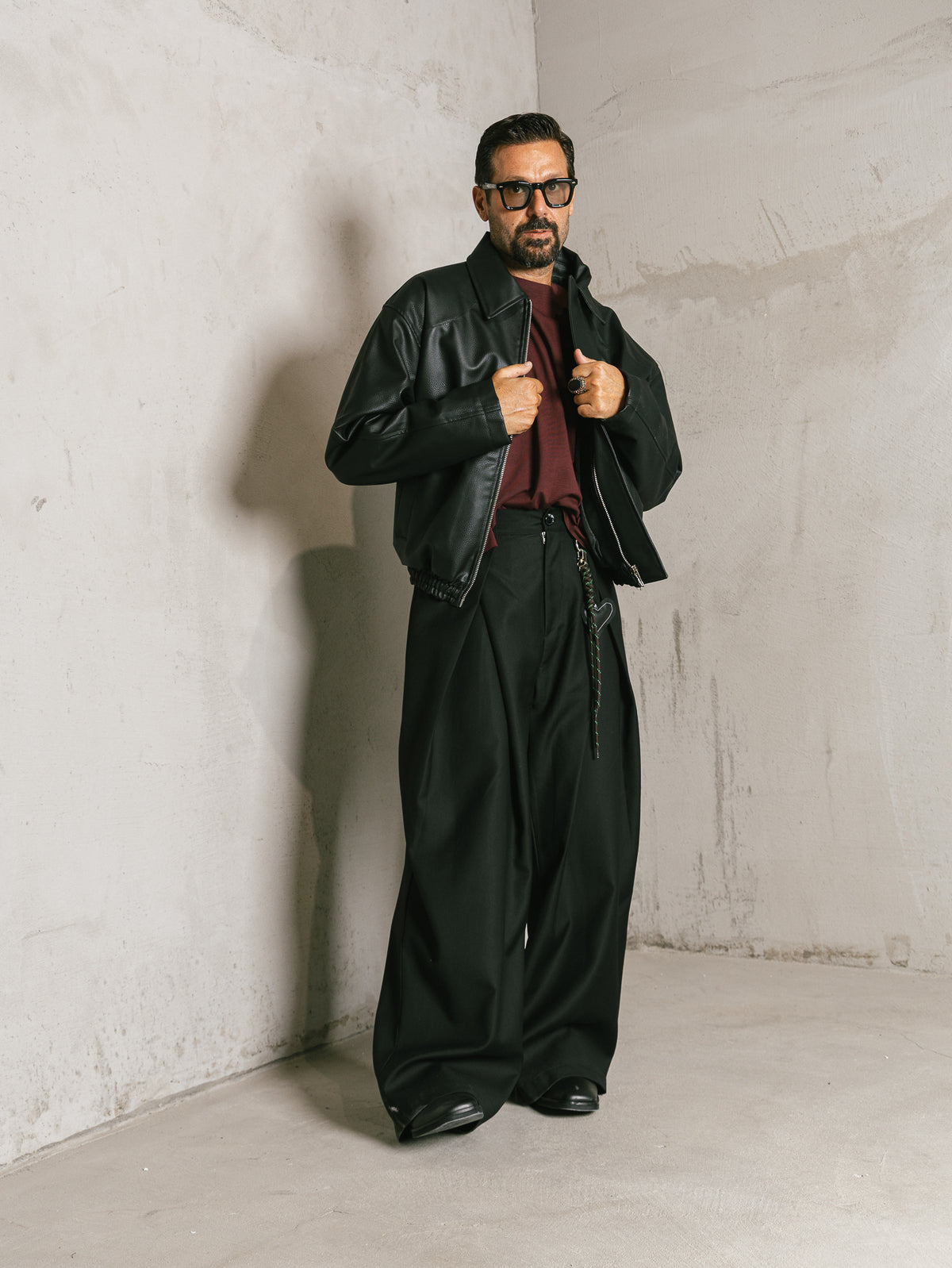 Bomber ecopelle martellata Black