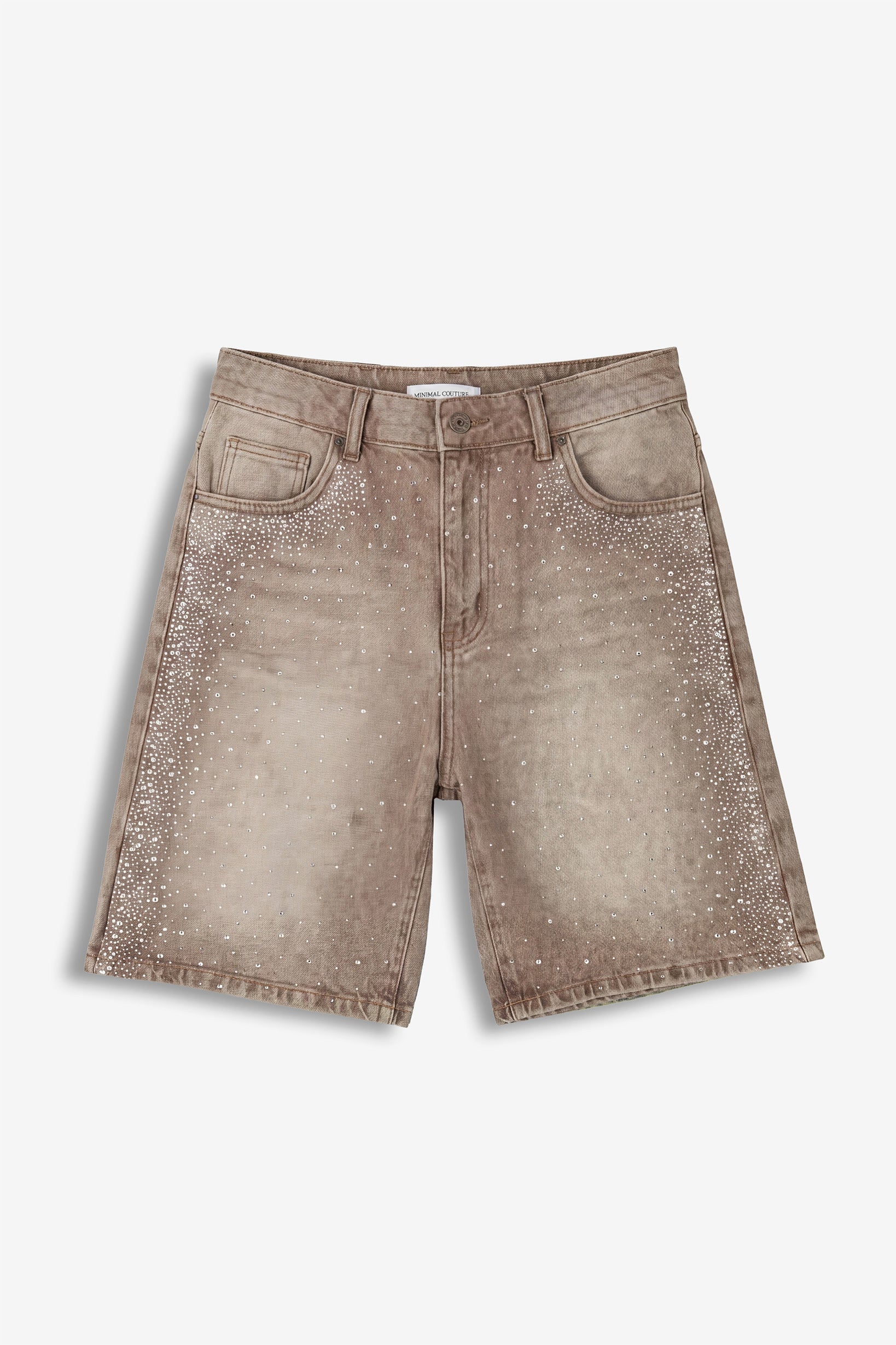 Bermuda in denim full crystal Beige