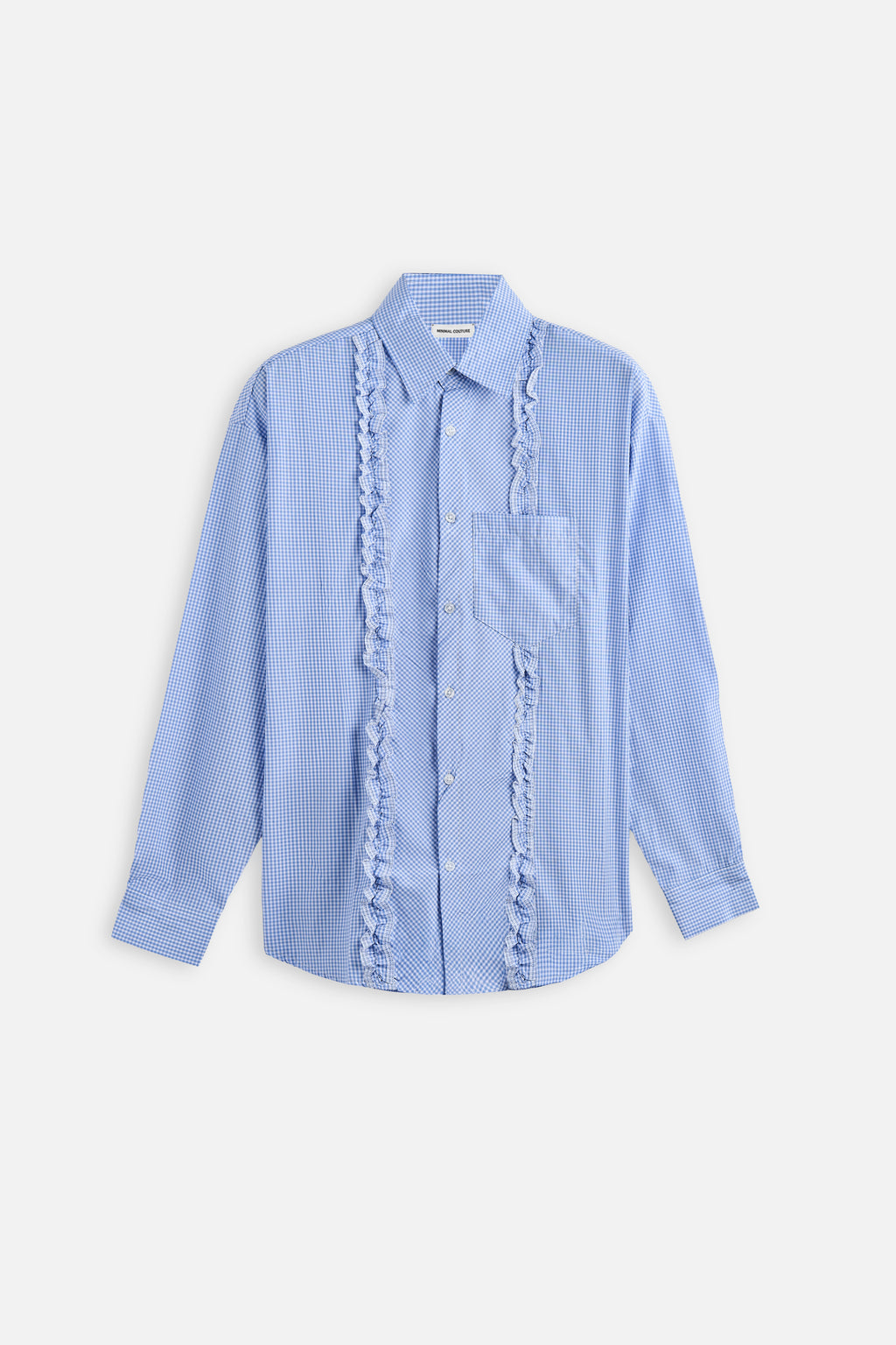 Camicia Vichy Ruffle Light blue