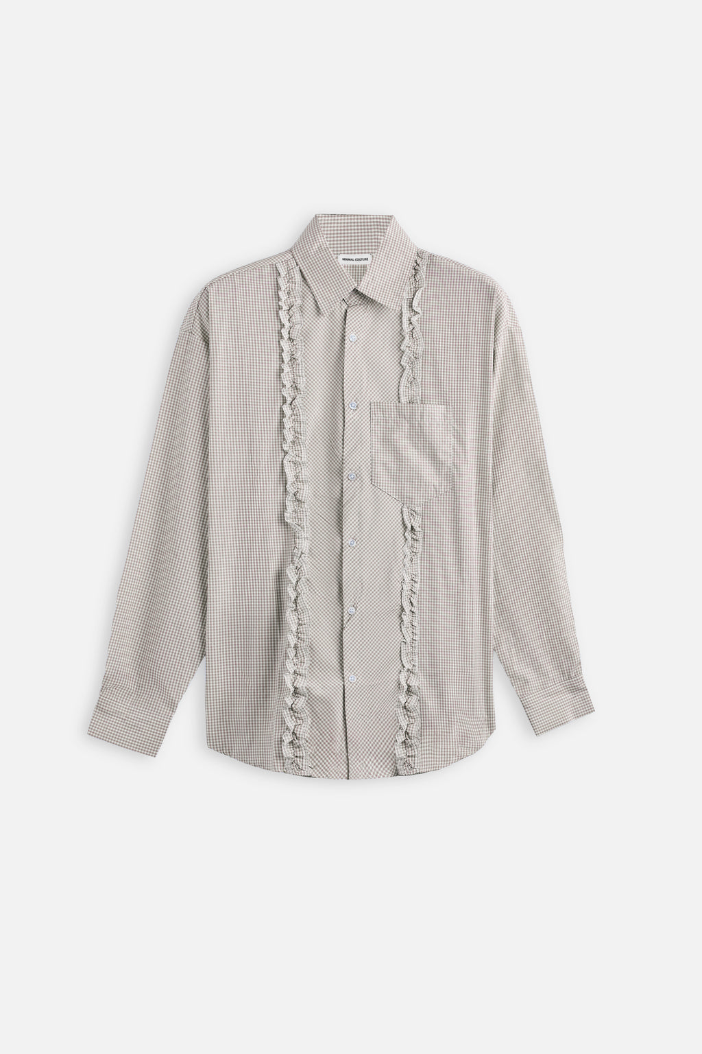 Camicia Vichy Ruffle Beige