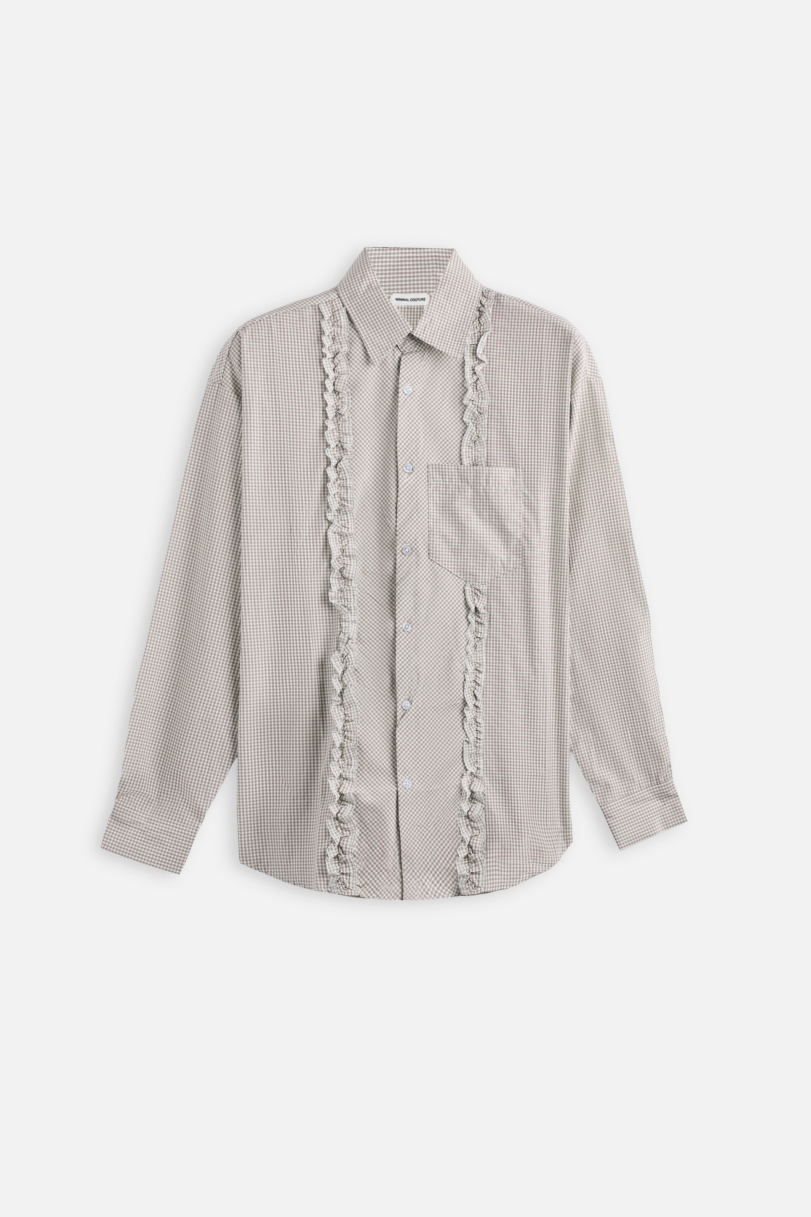 Camicia Vichy Ruffle Beige
