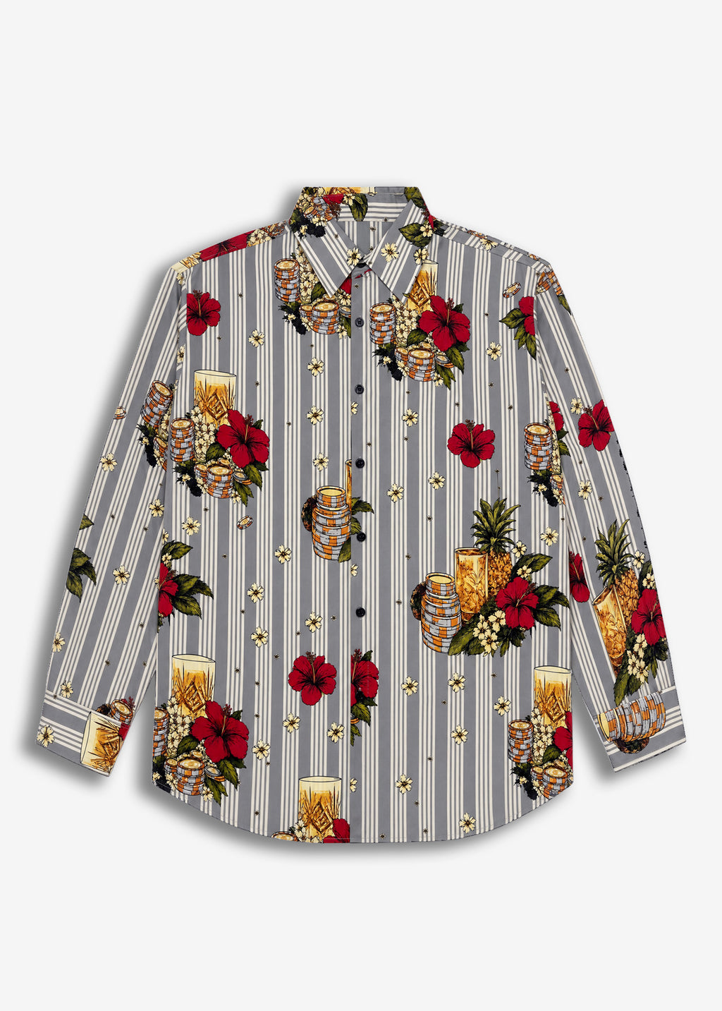 Camicia Fantasia Fiori Grey