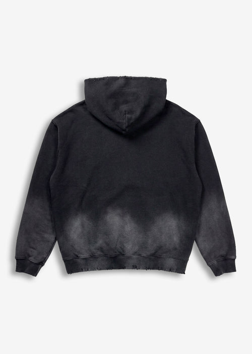 Distressed Washed Hoodie Black