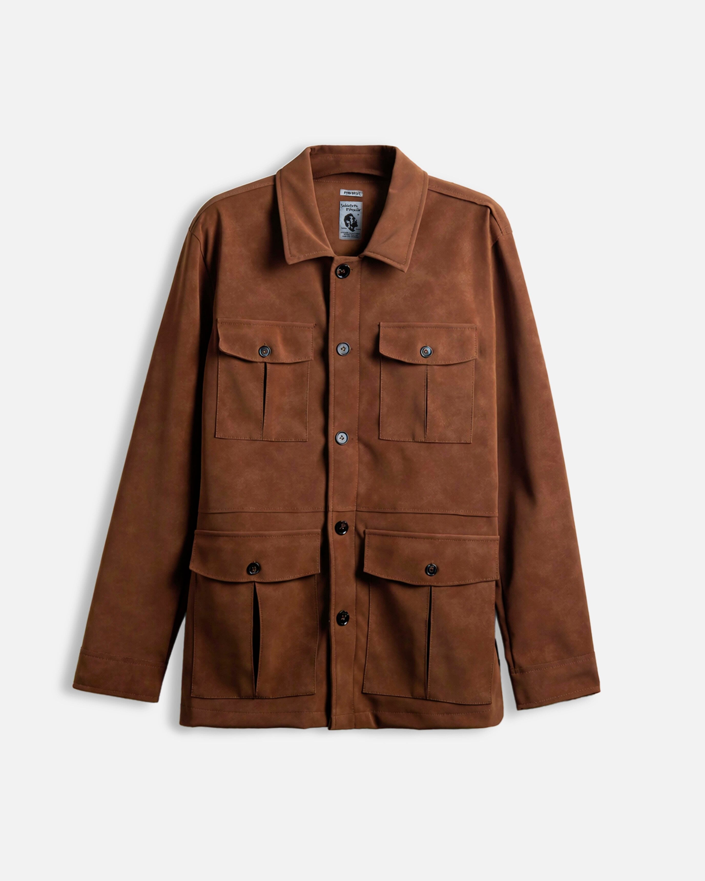 Giacca in suede con tasconi Light Brown