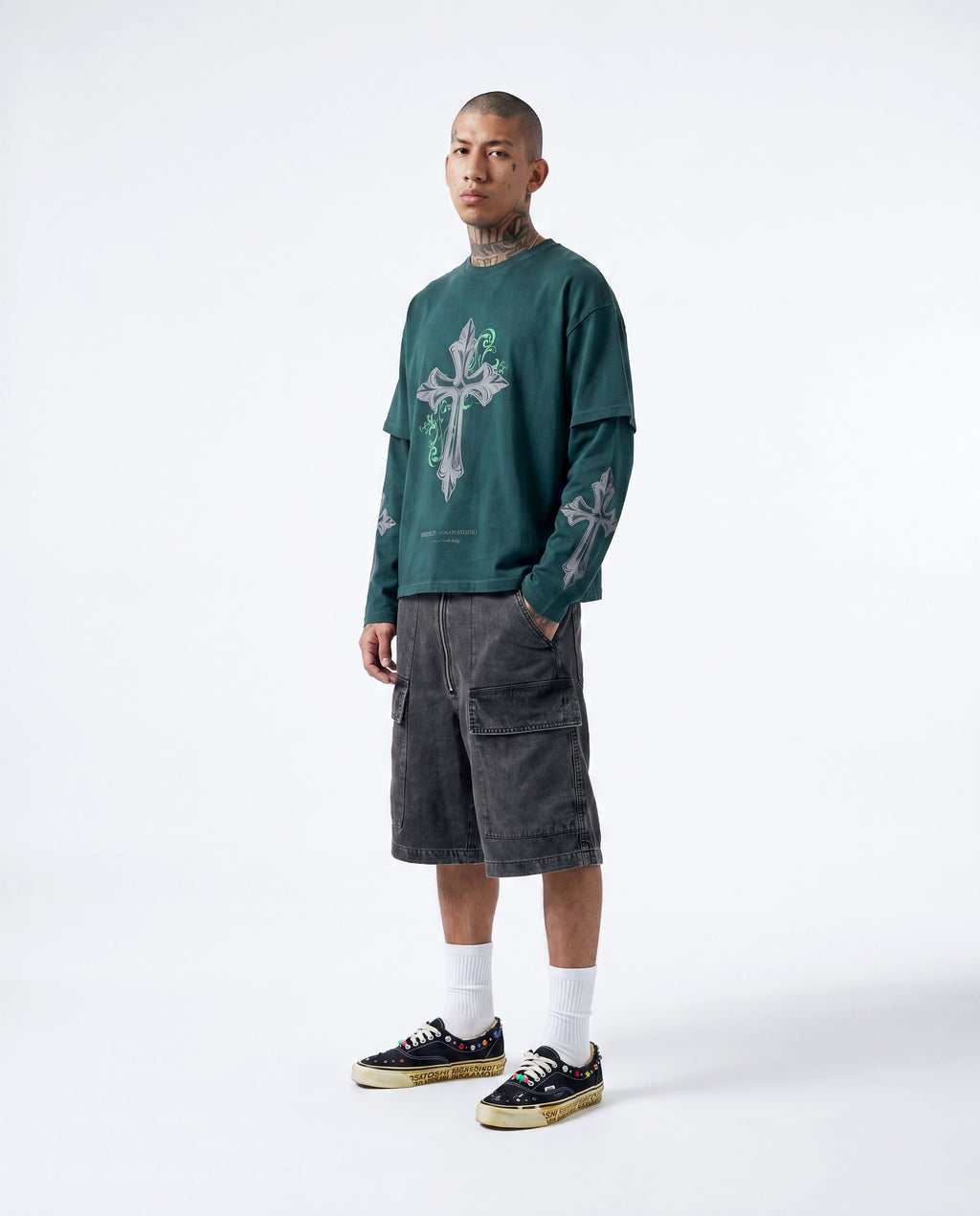 Long sleeve Cross Green