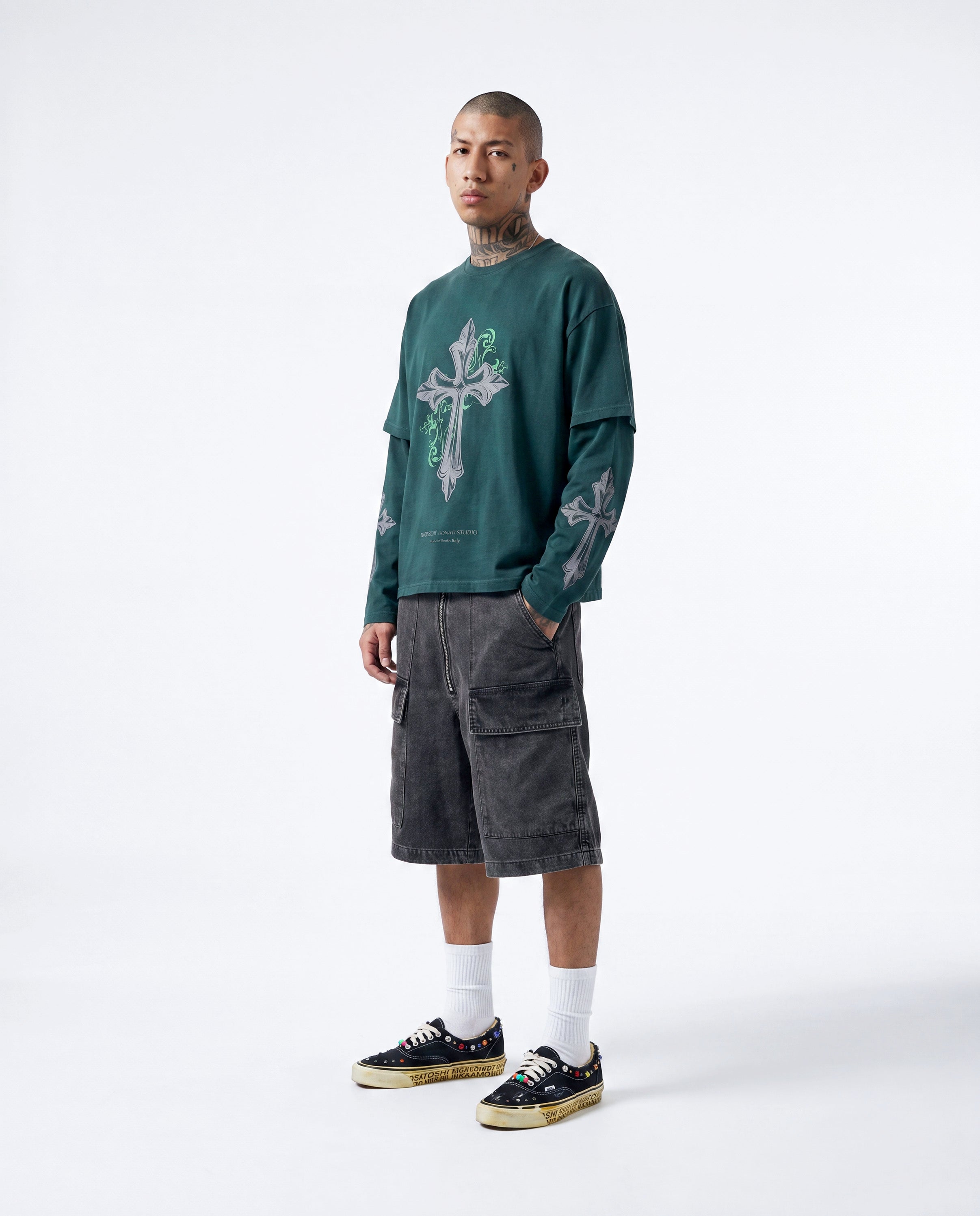 Long sleeve Cross Green