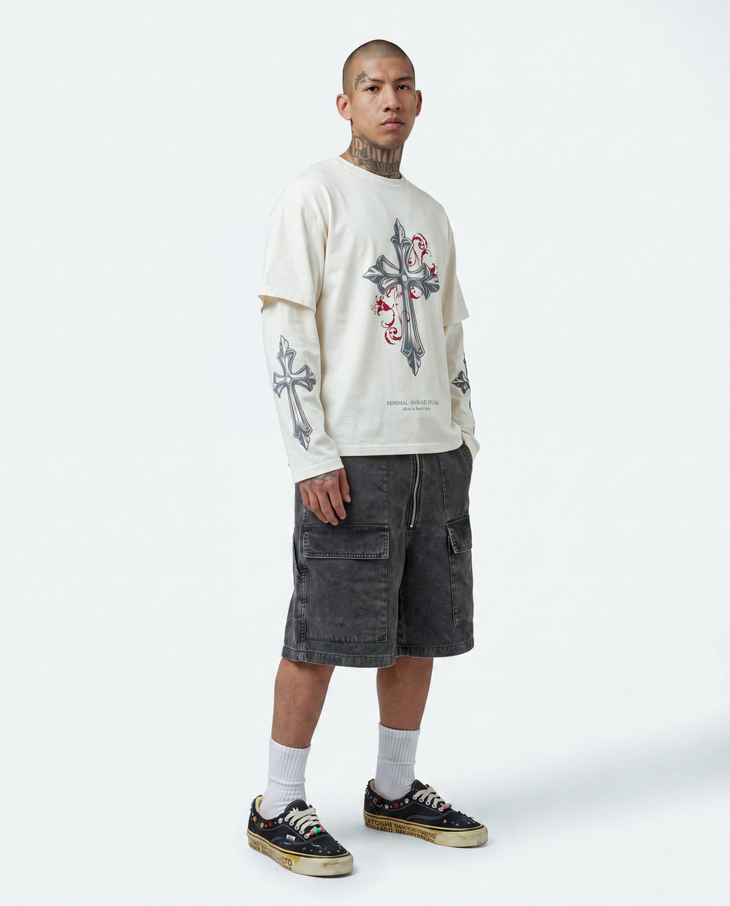 Long sleeve Cross White