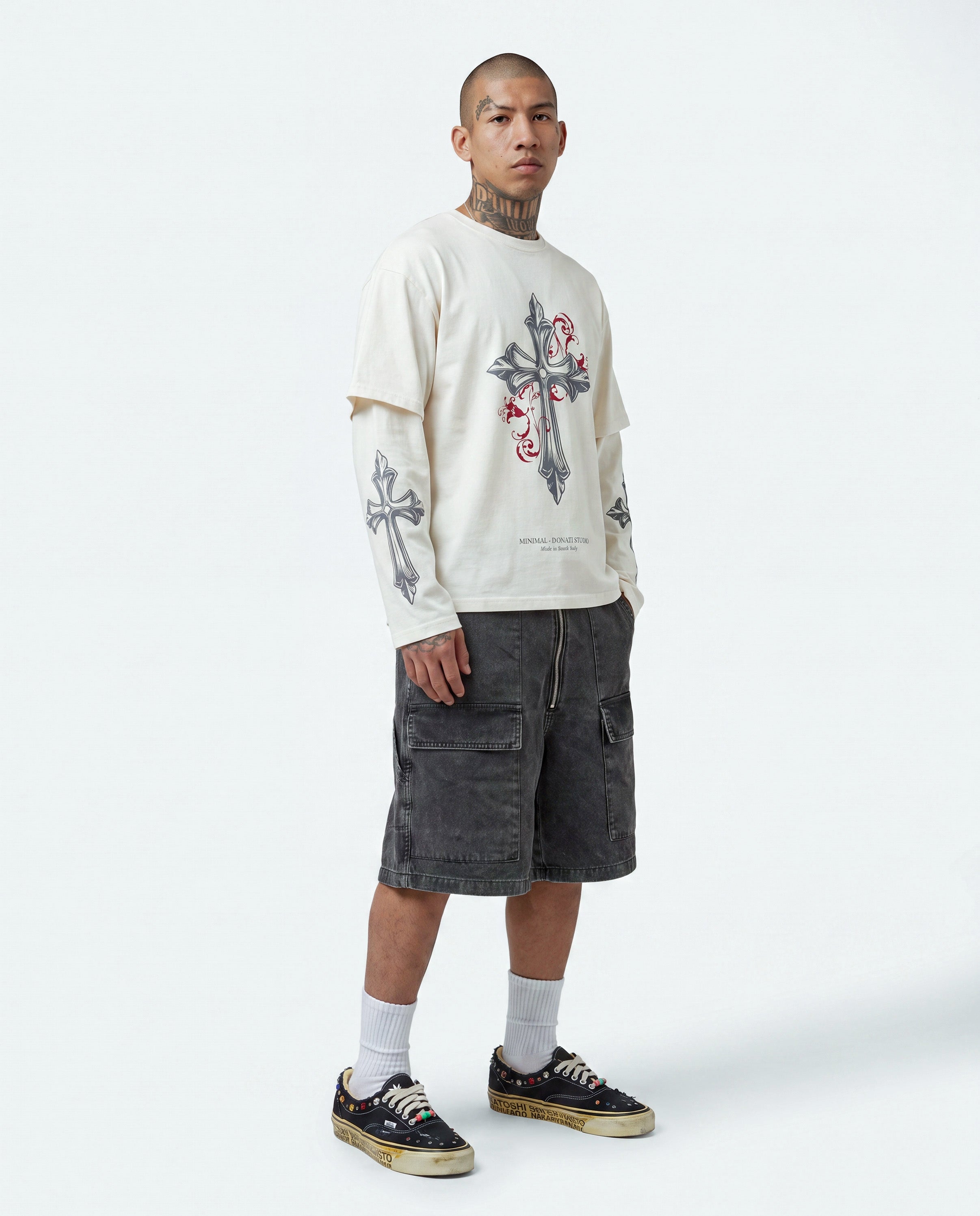 Long sleeve Cross White