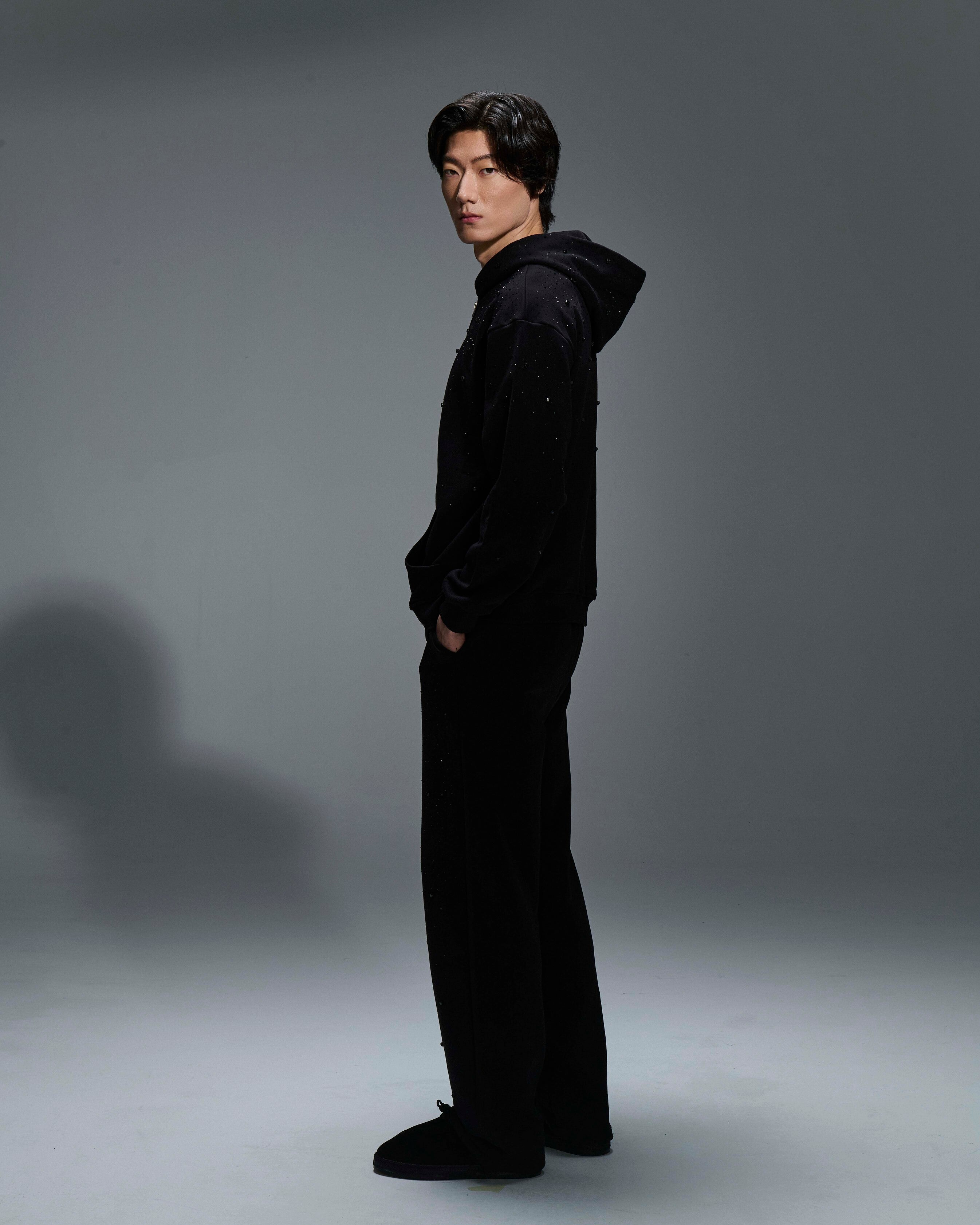 Crystal Hoodie zip Black