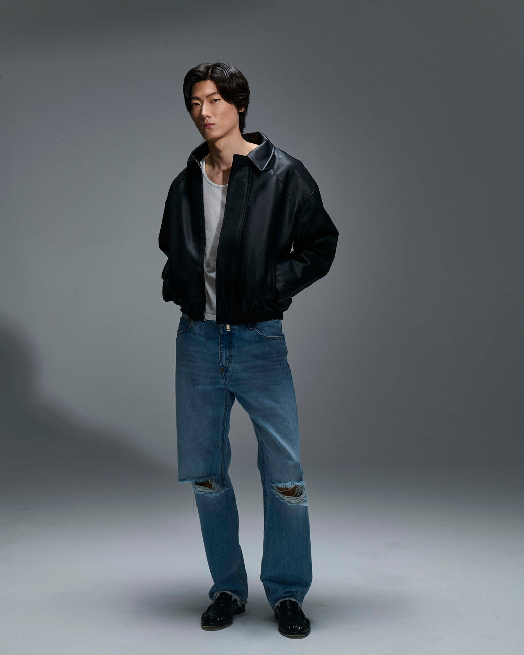 Bomber ecopelle martellata Black