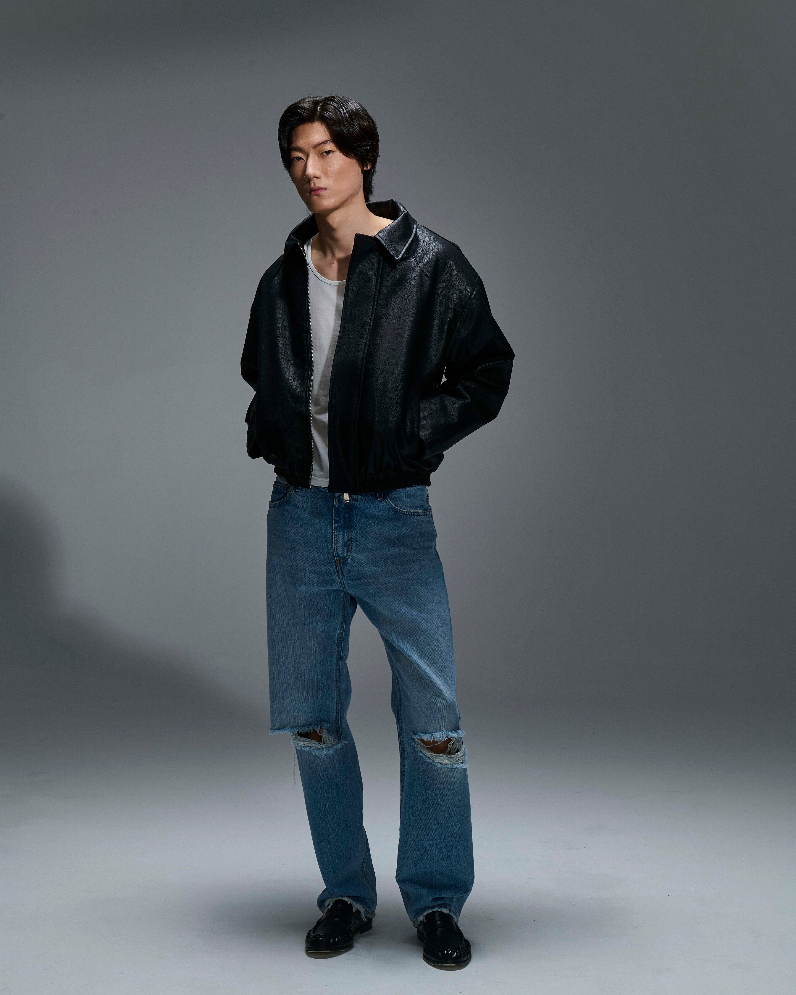 Bomber ecopelle martellata Black