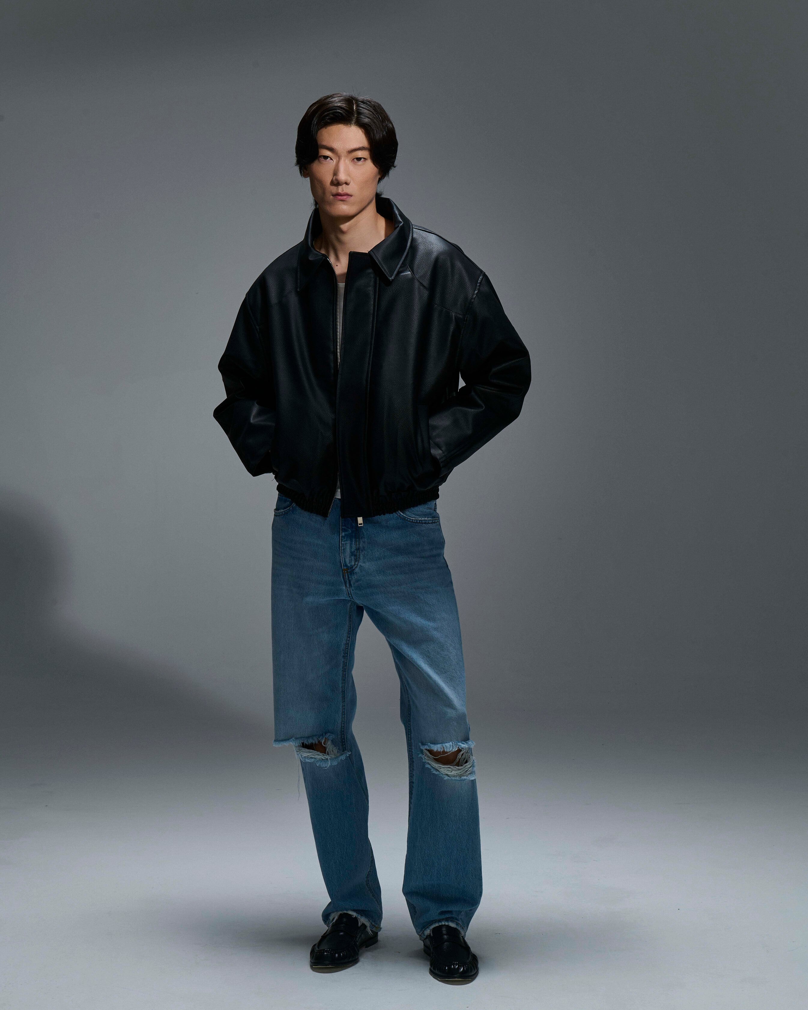 Bomber ecopelle martellata Black